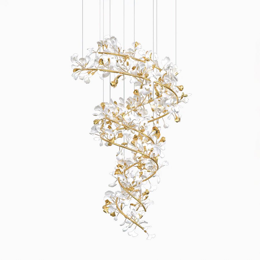 Novan Pendant Lamp Gingko Ceramic Petals Gold Elegant-Neutral Decor
