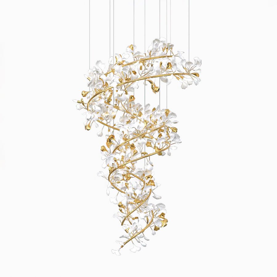 Novan Pendant Lamp Gingko Ceramic Petals Gold Elegant-Neutral Decor