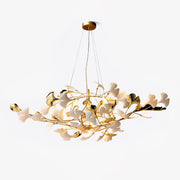 Veveno Chandelier Gingko S Ceramic Petals Brass-Neutral Decor