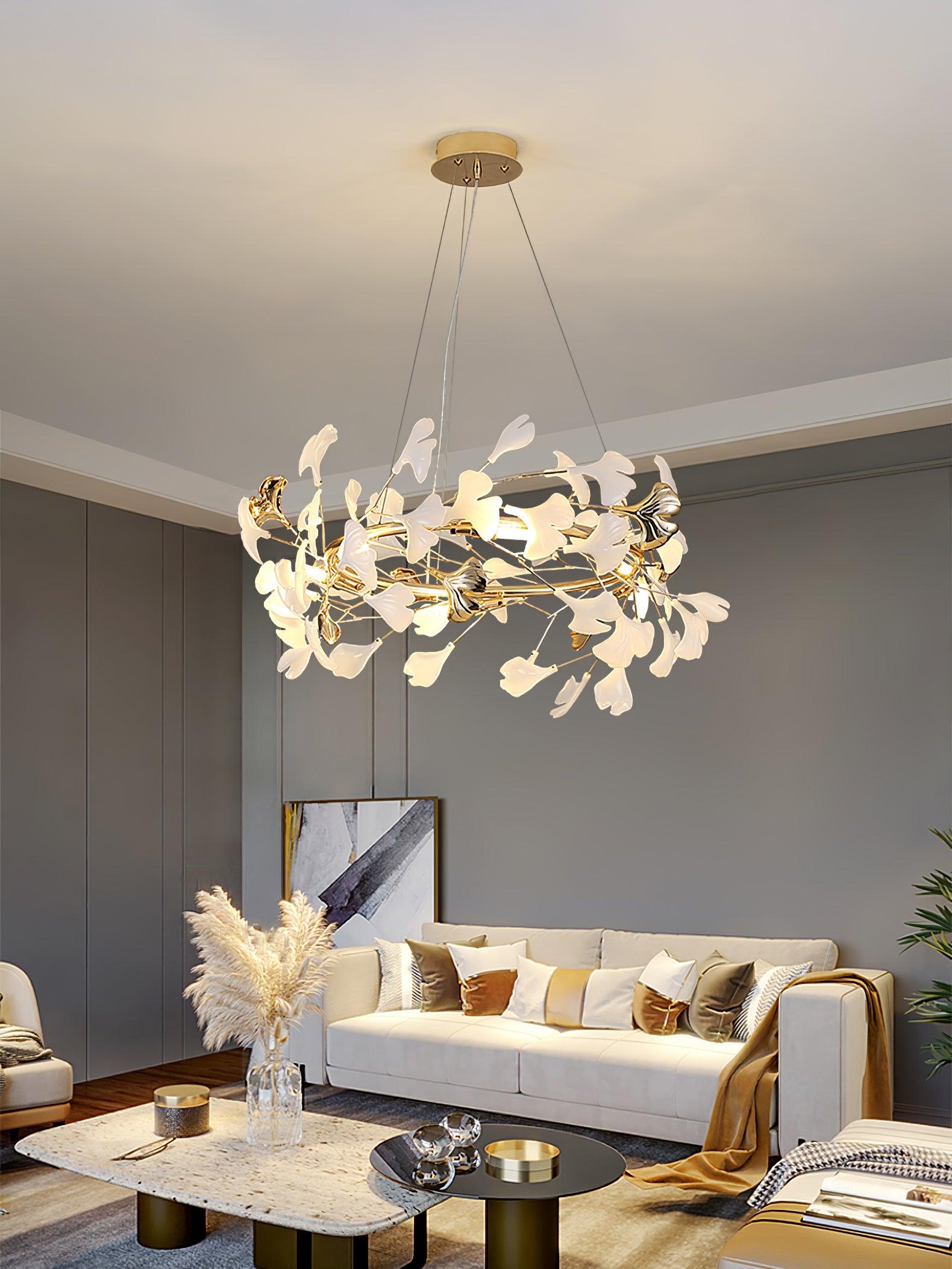 Vixu Postmodern Luxury Gingko Ceramics Chandelier-Neutral Decor
