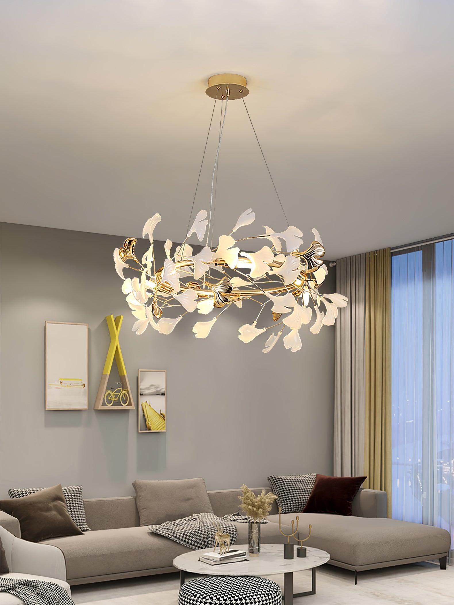 Vixu Postmodern Luxury Gingko Ceramics Chandelier-Neutral Decor