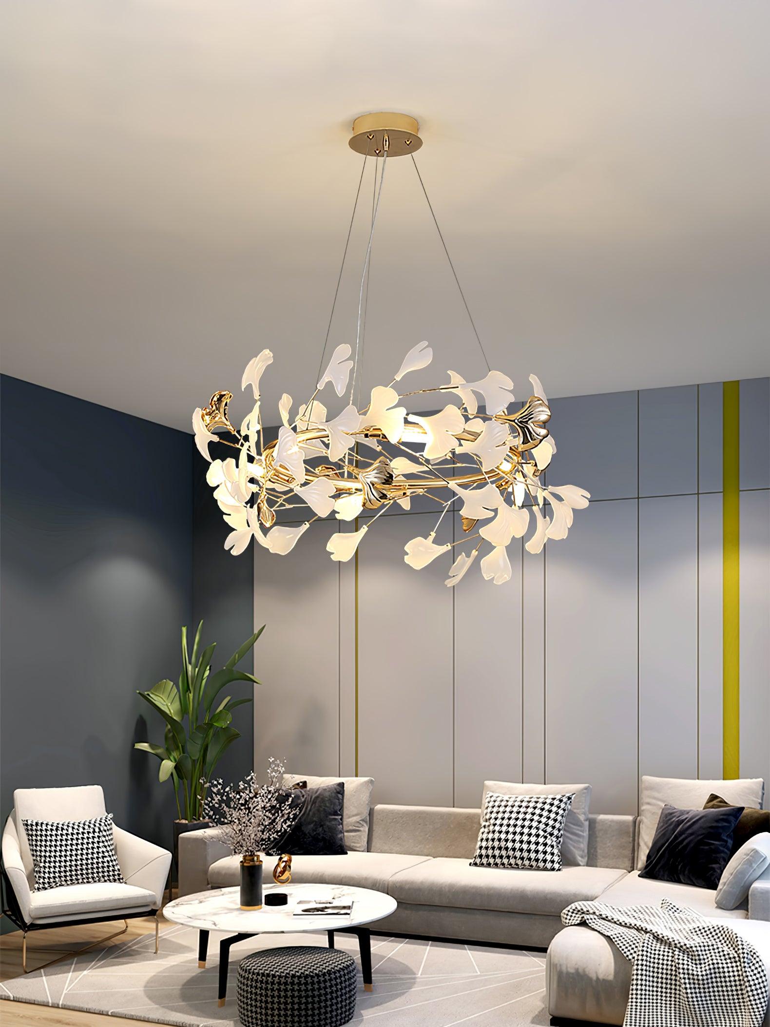 Vixu Postmodern Luxury Gingko Ceramics Chandelier-Neutral Decor