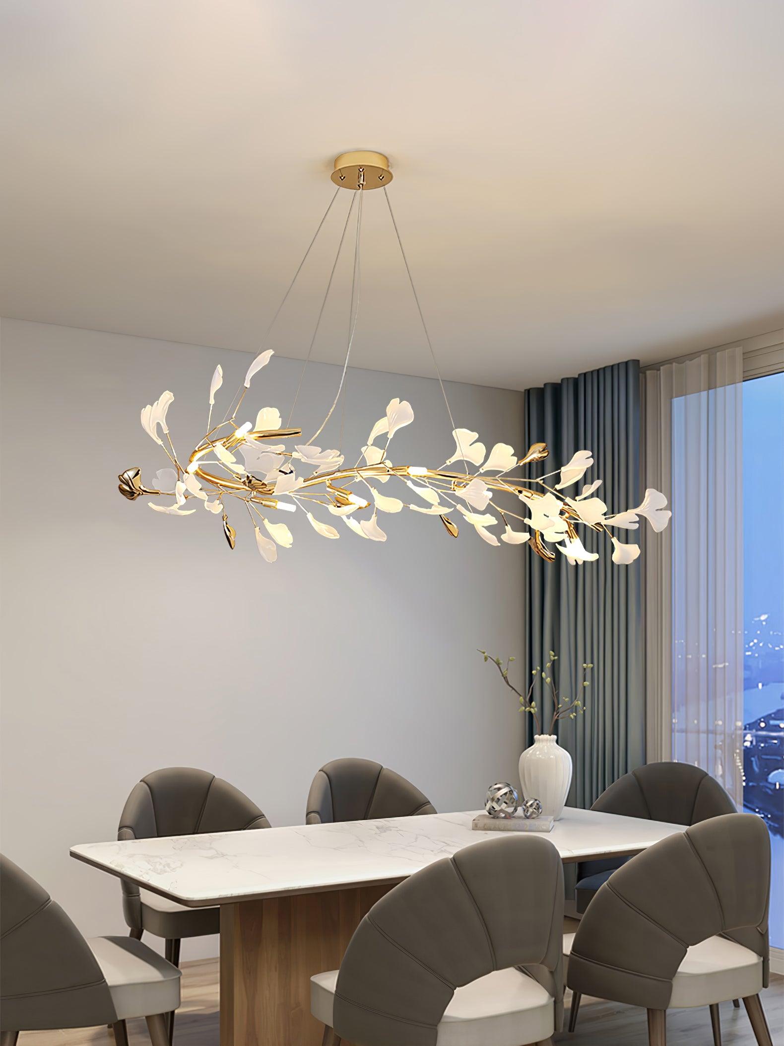 Vixu Postmodern Luxury Gingko Ceramics Chandelier-Neutral Decor