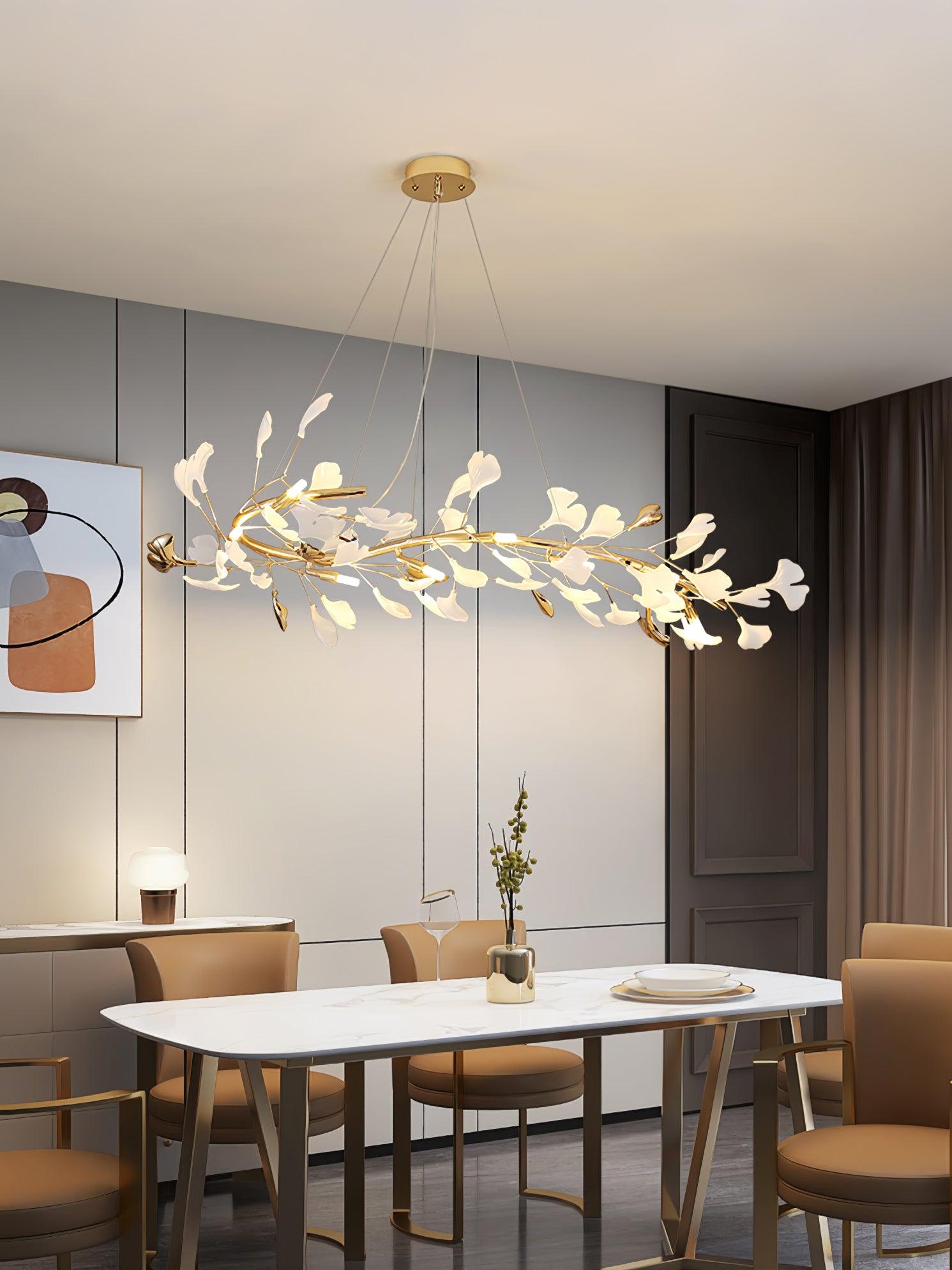 Vixu Postmodern Luxury Gingko Ceramics Chandelier-Neutral Decor