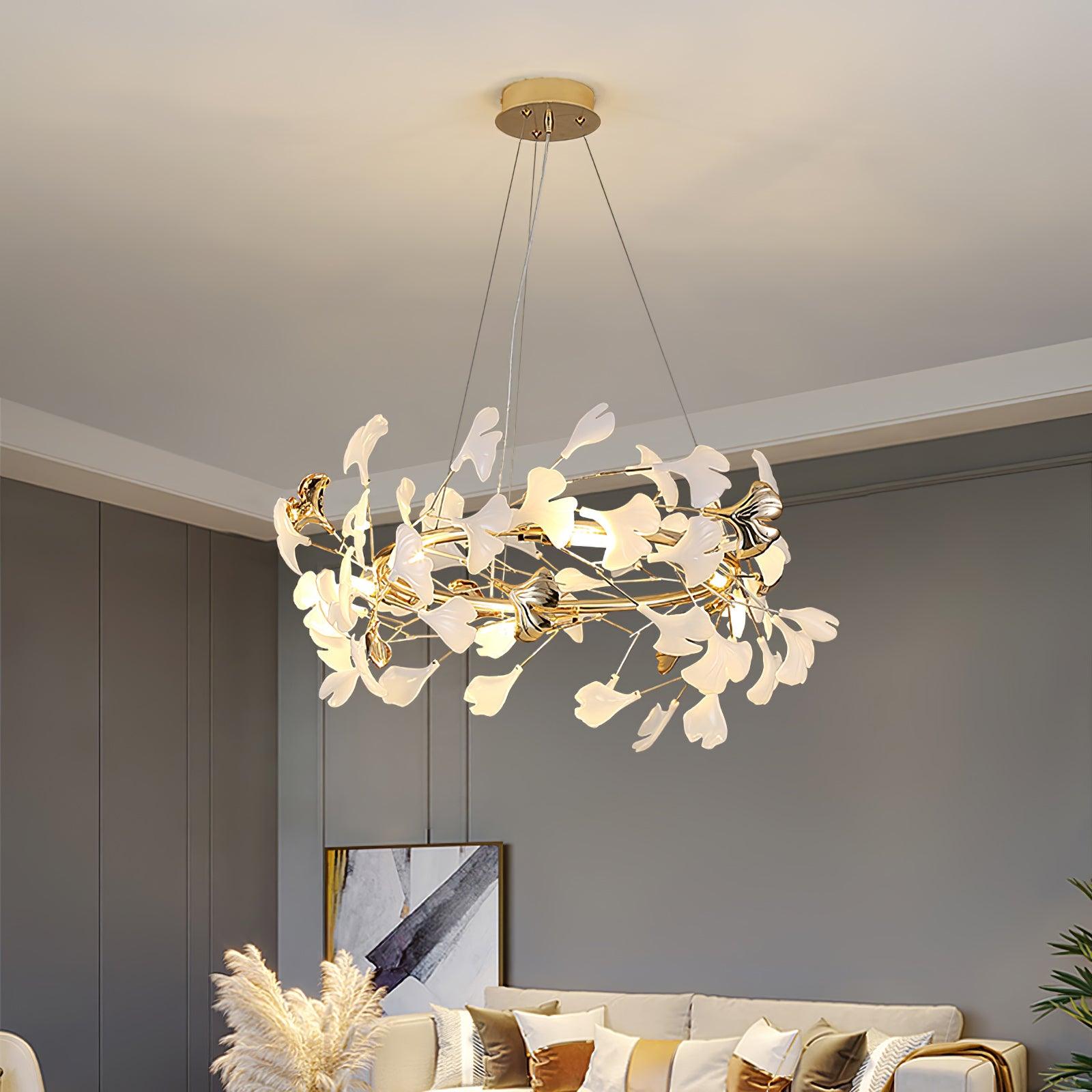Vixu Postmodern Luxury Gingko Ceramics Chandelier-Neutral Decor