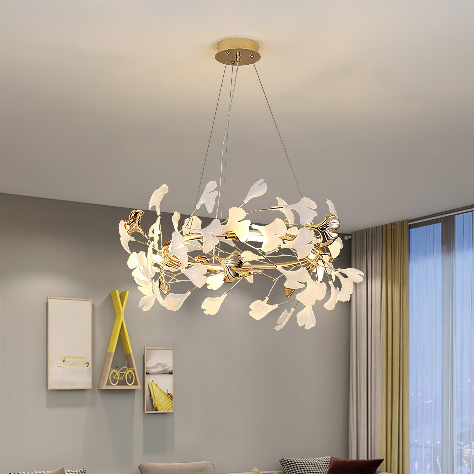 Vixu Postmodern Luxury Gingko Ceramics Chandelier-Neutral Decor