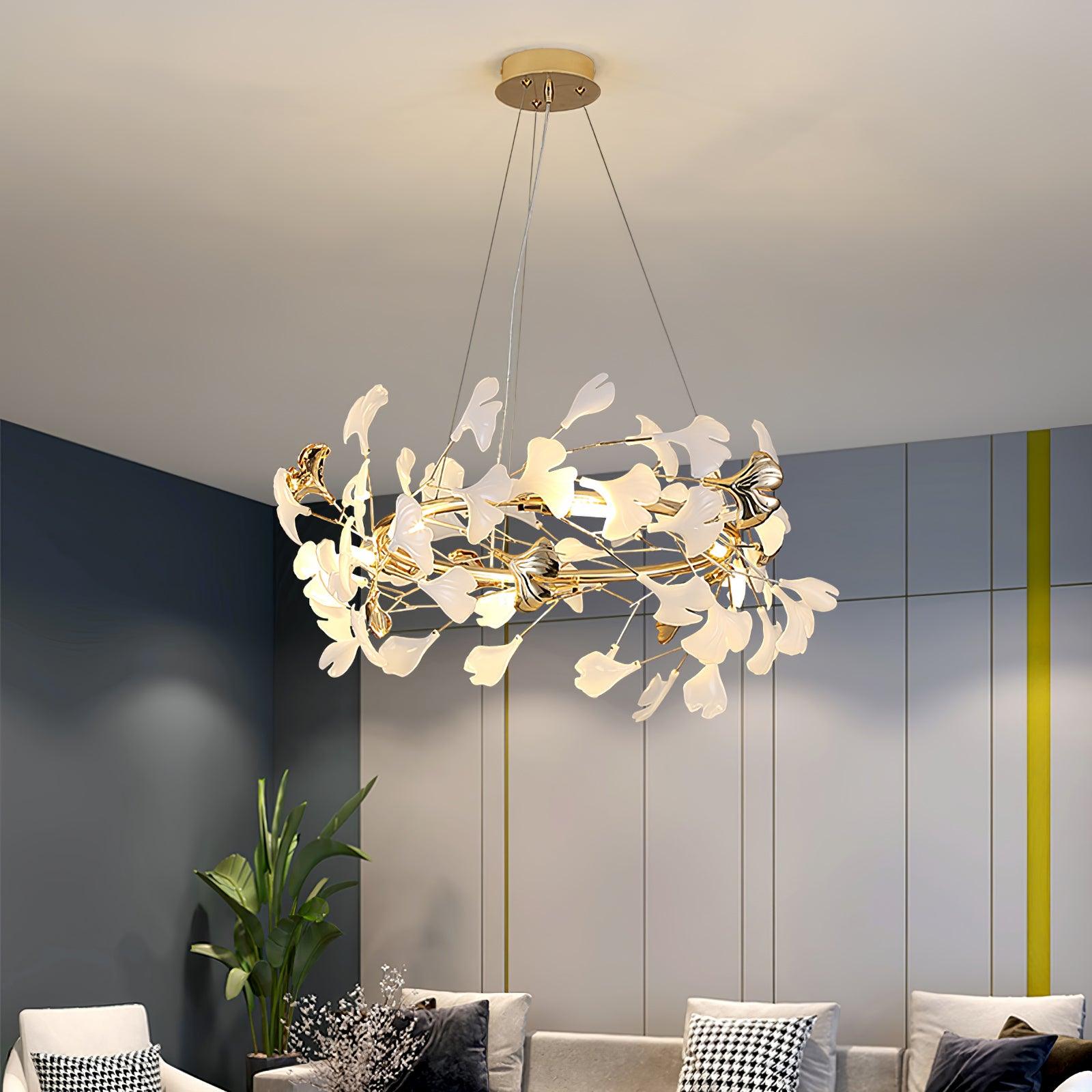 Vixu Postmodern Luxury Gingko Ceramics Chandelier-Neutral Decor