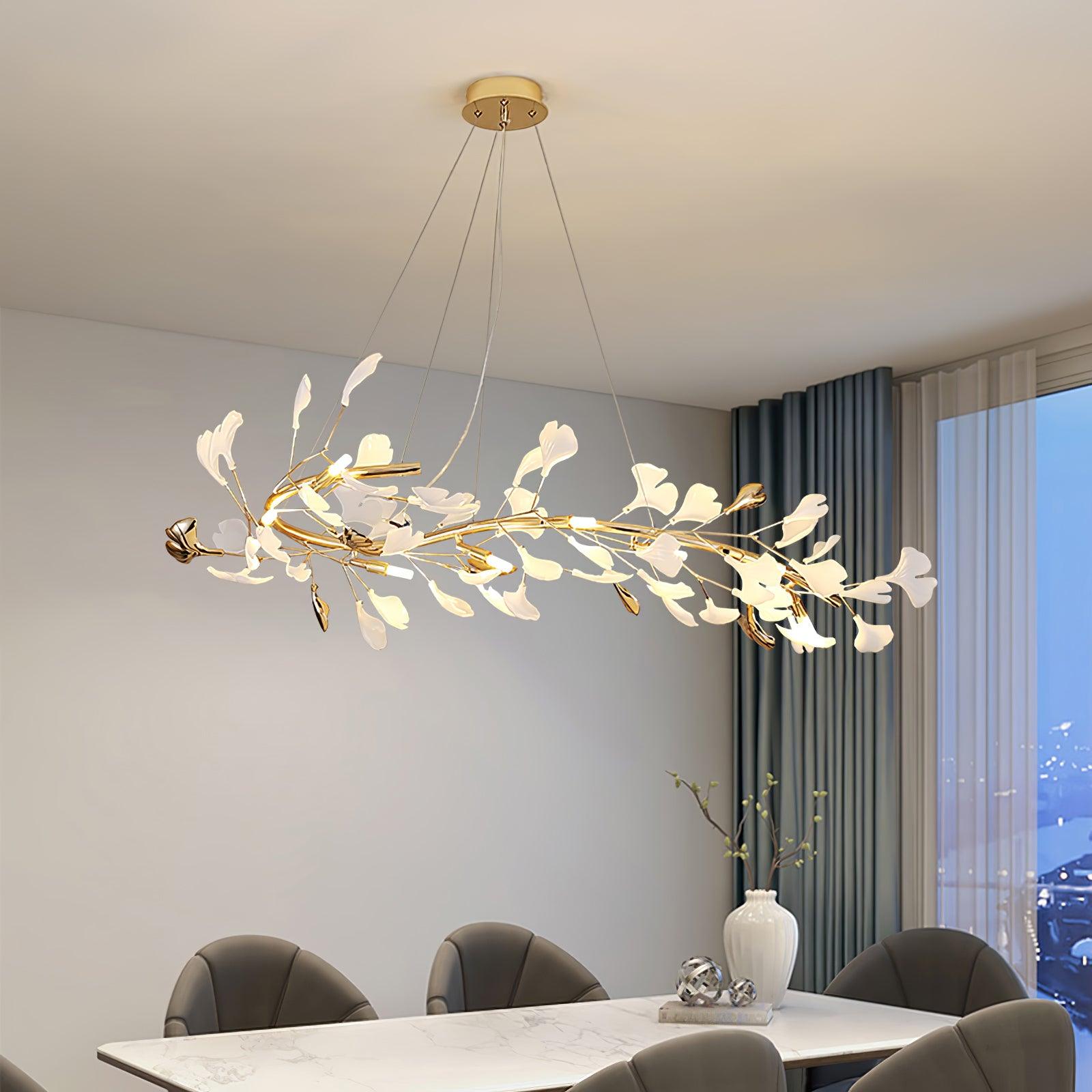 Vixu Postmodern Luxury Gingko Ceramics Chandelier-Neutral Decor