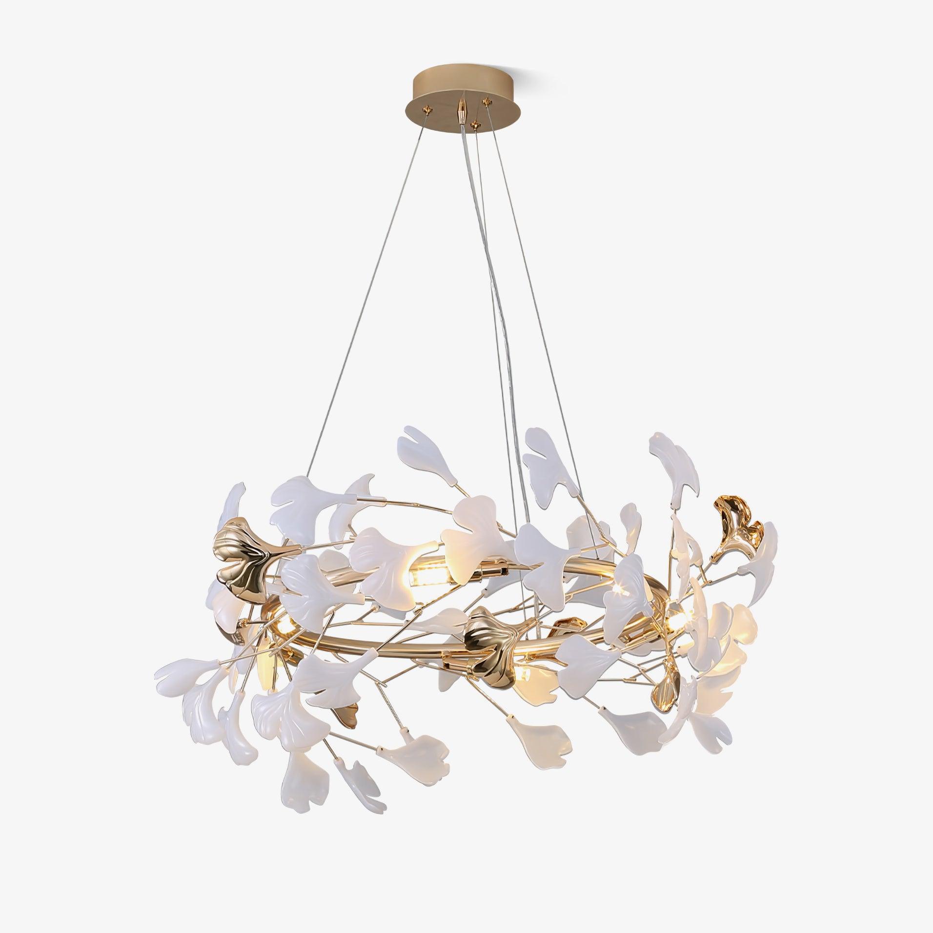 Vixu Postmodern Luxury Gingko Ceramics Chandelier-Neutral Decor