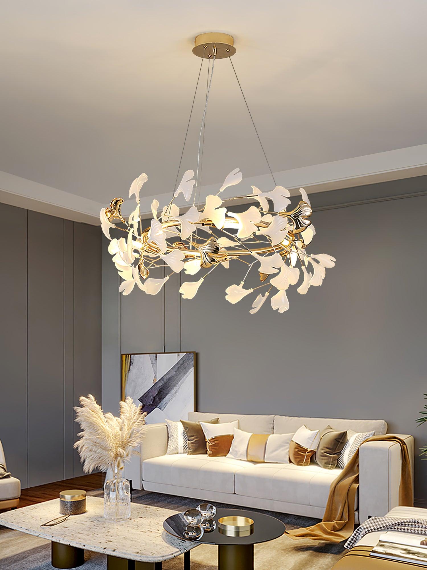 Vixu Postmodern Luxury Gingko Ceramics Chandelier-Neutral Decor