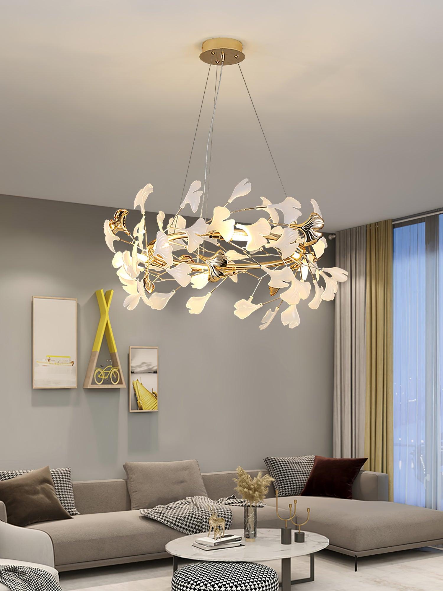 Vixu Postmodern Luxury Gingko Ceramics Chandelier-Neutral Decor