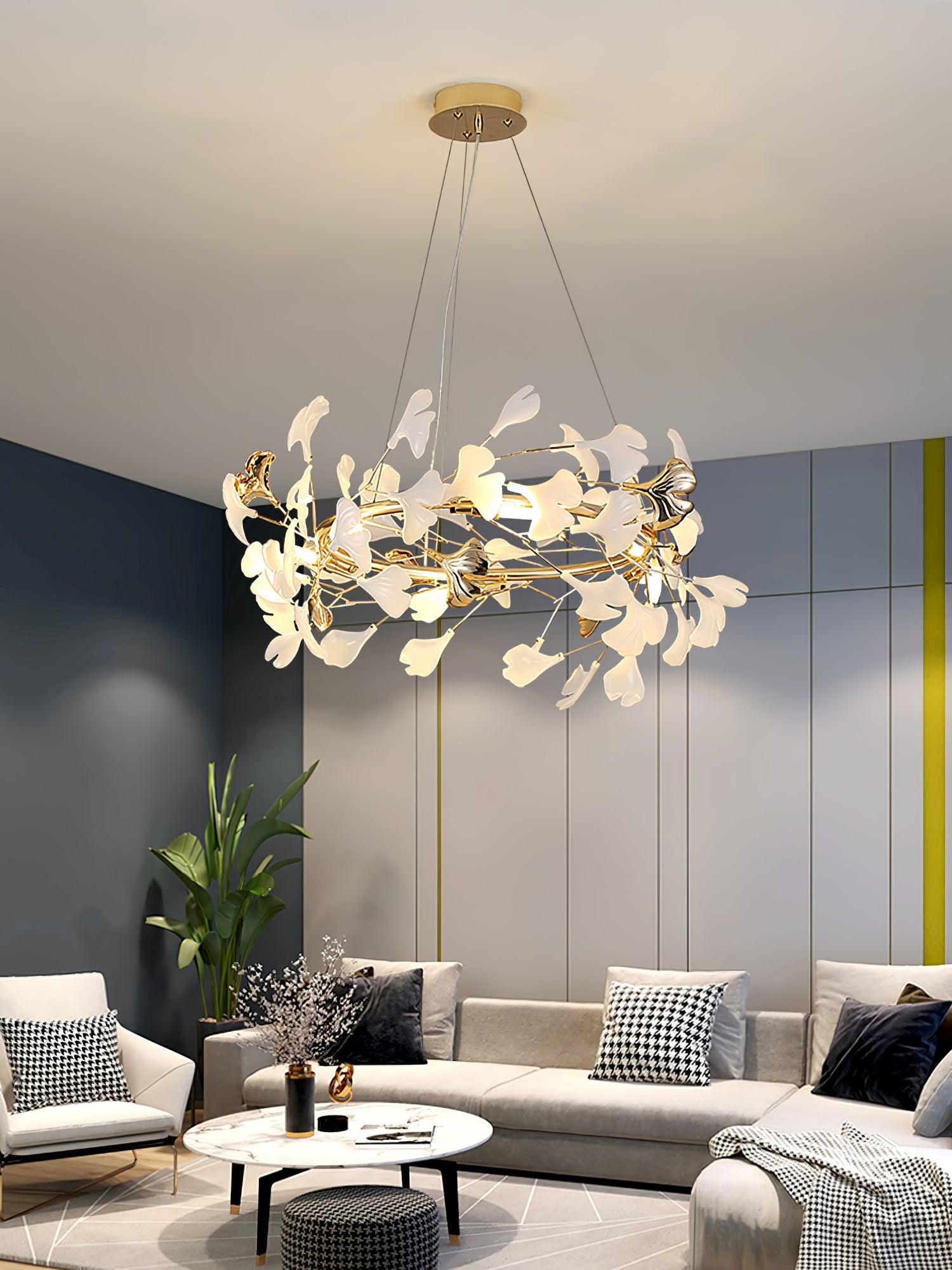 Vixu Postmodern Luxury Gingko Ceramics Chandelier-Neutral Decor