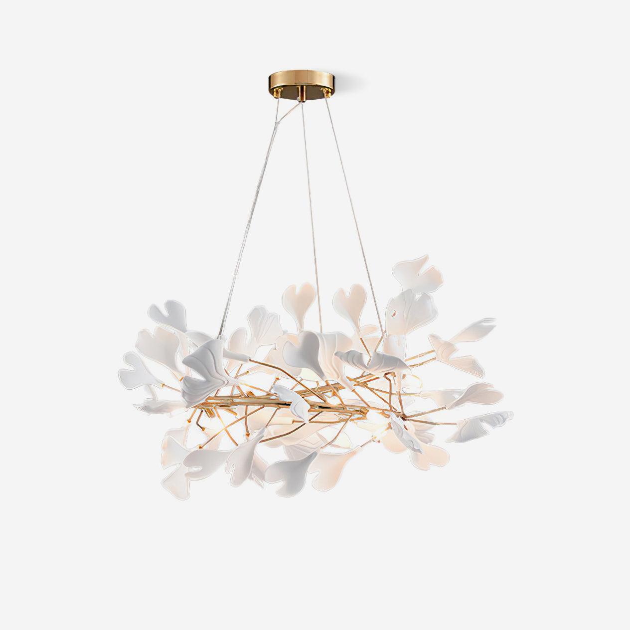 Chandelier White Ceramic Ginkgo Petals  U