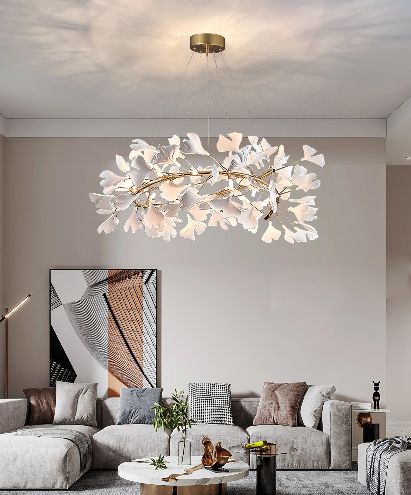 Chandelier White Ceramic Ginkgo Petals  U