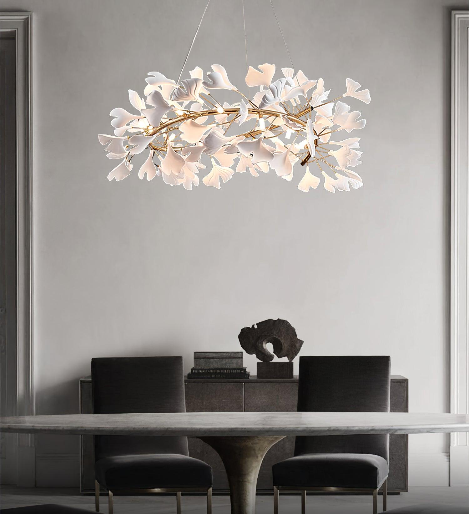 Chandelier White Ceramic Ginkgo Petals  U