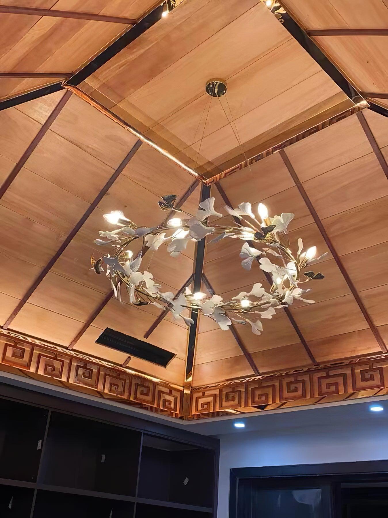 Chandelier White Ceramic Ginkgo Petals  U