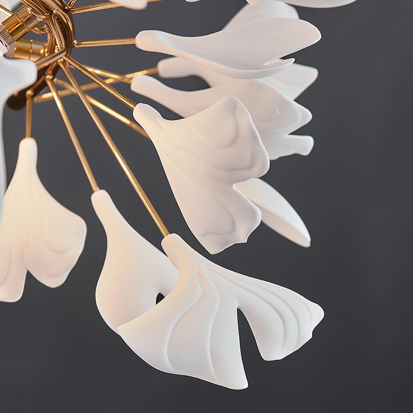 Chandelier White Ceramic Ginkgo Petals  U