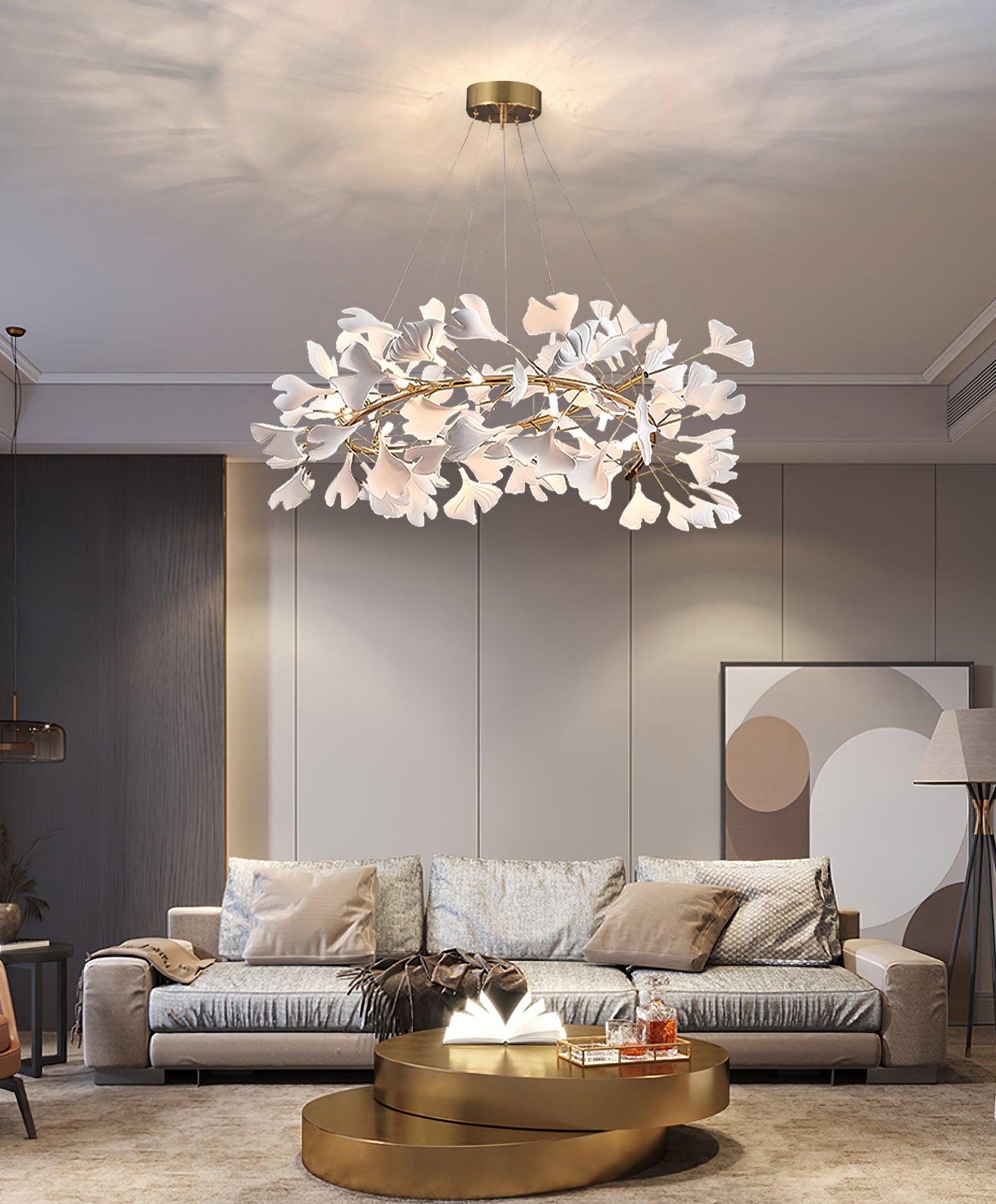 Chandelier White Ceramic Ginkgo Petals  U