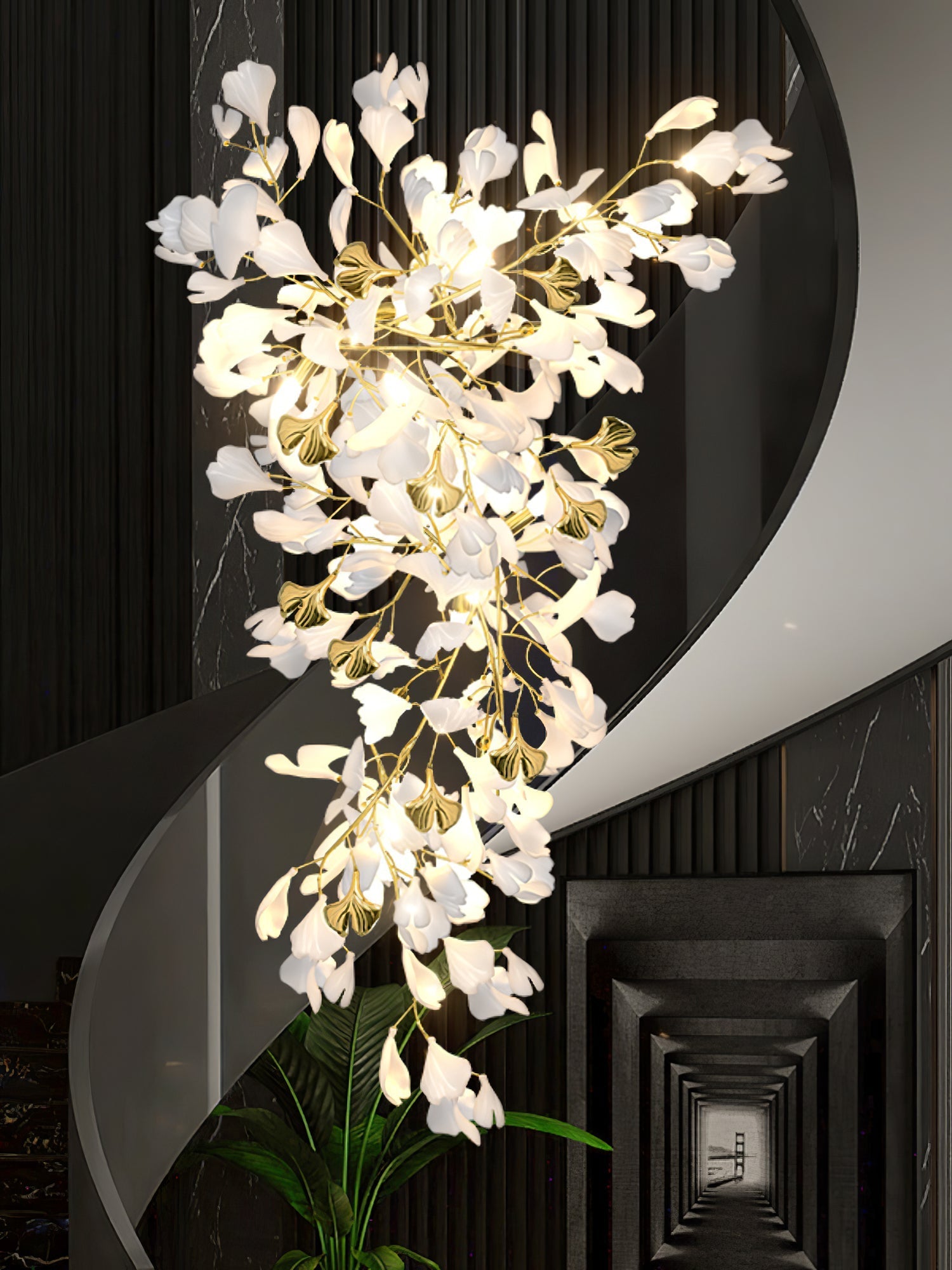 Ilvyniel Gingko Chandelier-Neutral Decor