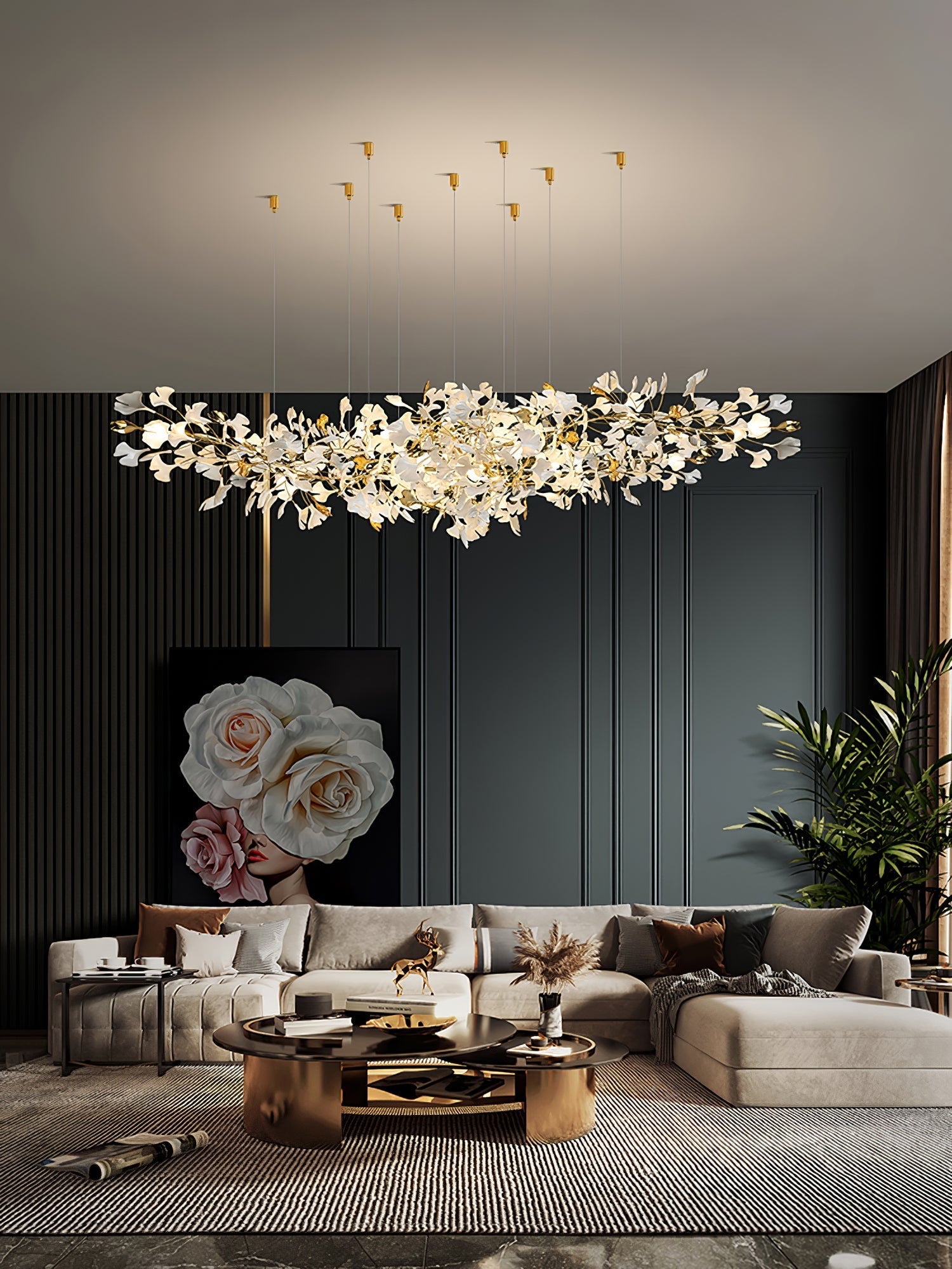 Ilvyniel Gingko Chandelier-Neutral Decor