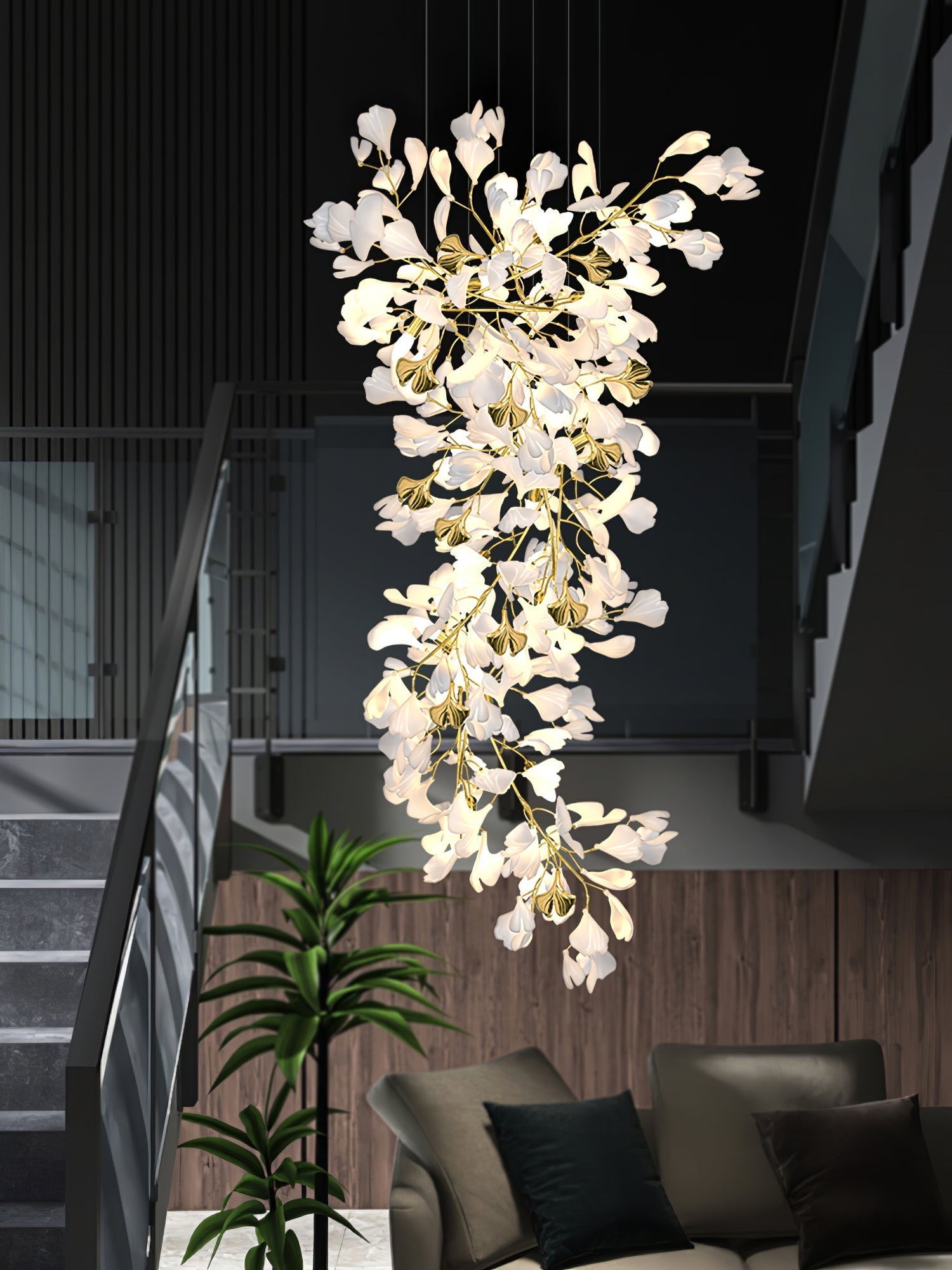 Ilvyniel Gingko Chandelier-Neutral Decor