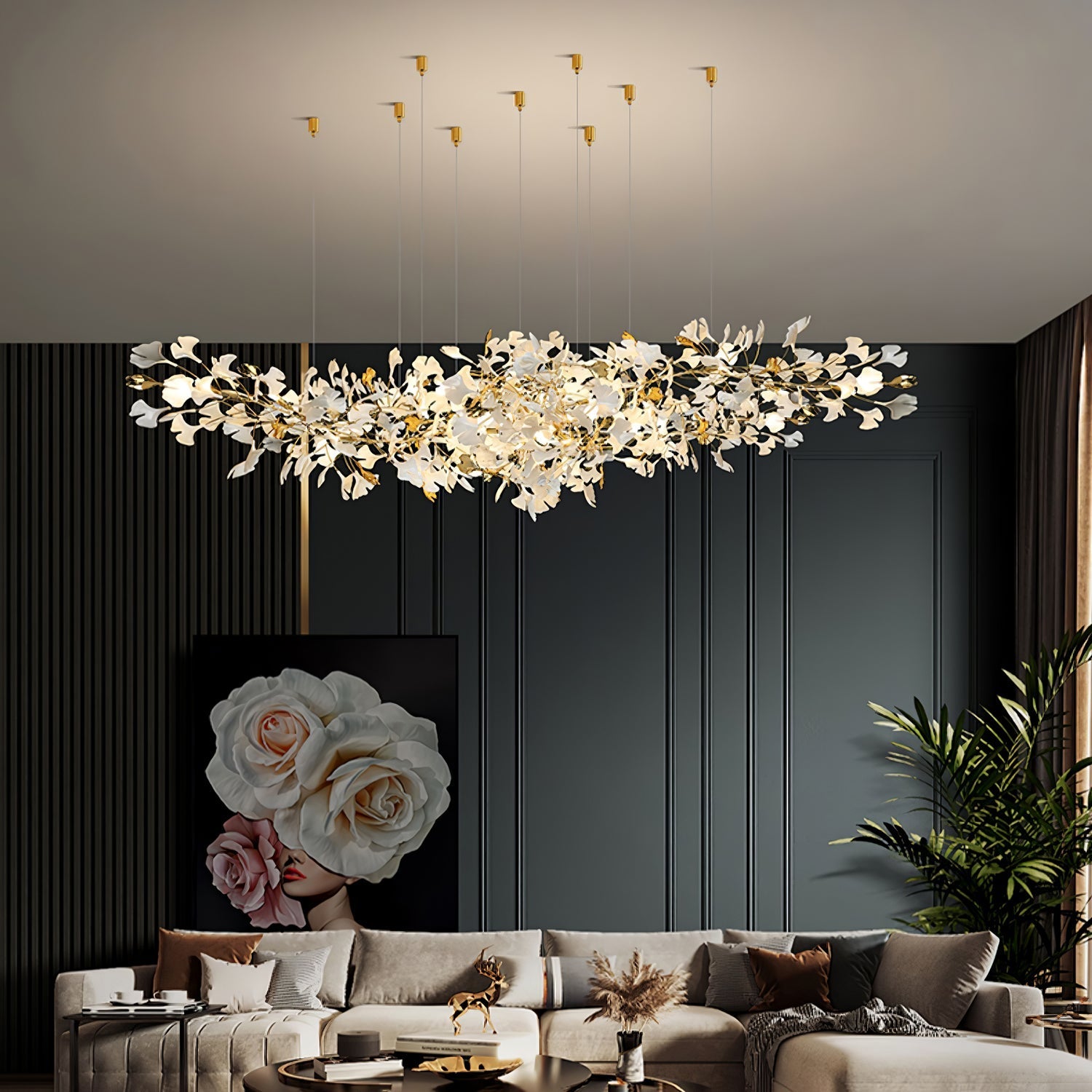 Ilvyniel Gingko Chandelier-Neutral Decor