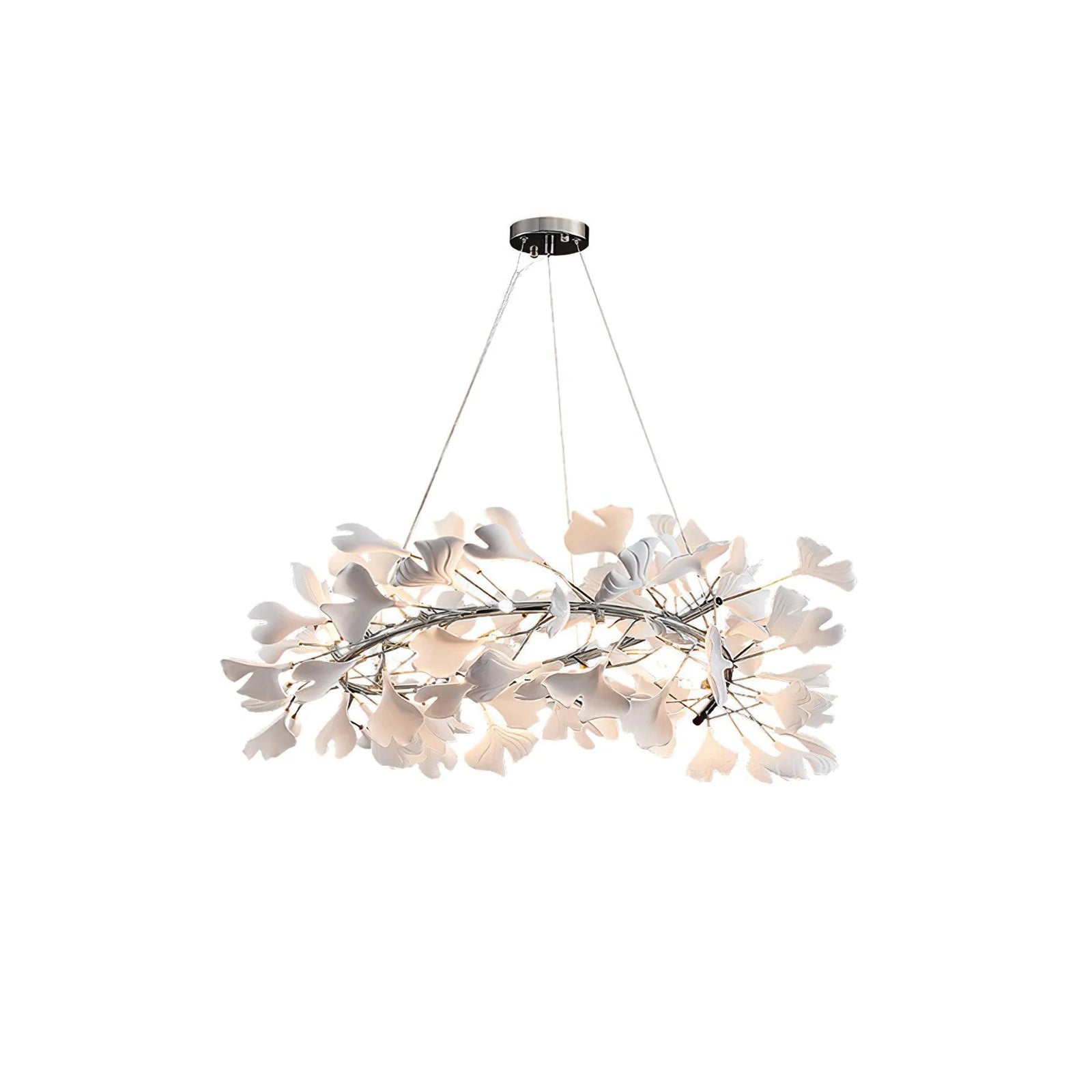 Umberis Pendant Lamp Gingko Porcelain Leaves Gold-Neutral Decor