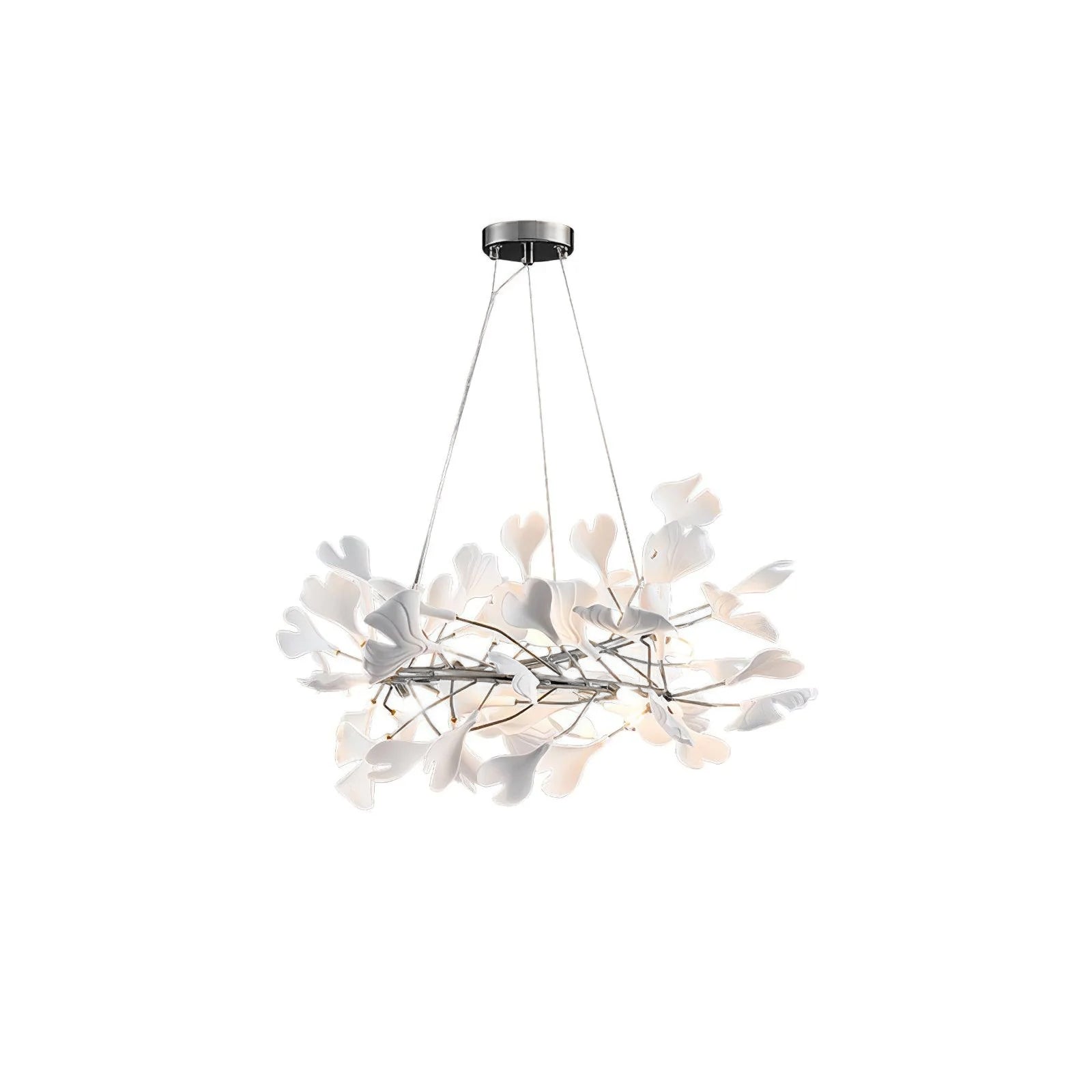Umberis Pendant Lamp Gingko Porcelain Leaves Gold-Neutral Decor