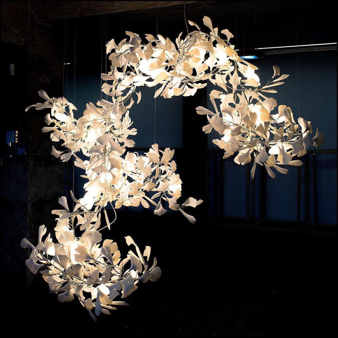 Sorvyn Pendant Lamp Ginkgo Ceramic Brass Floral-Neutral Decor