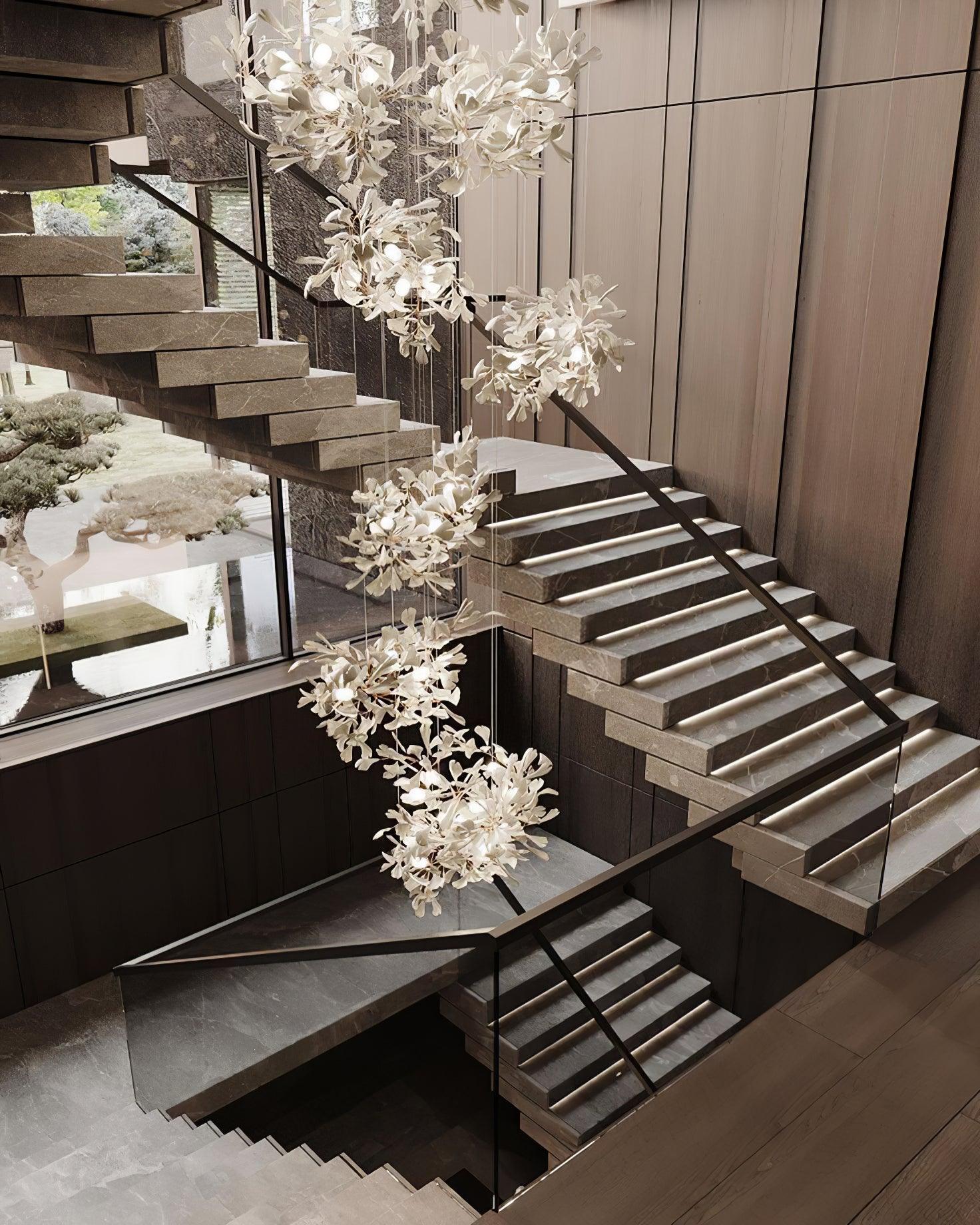 Sorvyn Pendant Lamp Ginkgo Ceramic Brass Floral-Neutral Decor