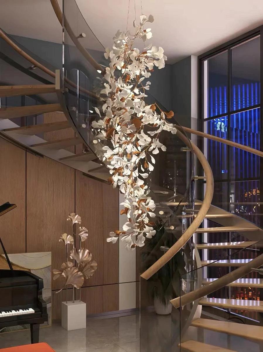 Sorvyn Pendant Lamp Ginkgo Ceramic Brass Floral-Neutral Decor