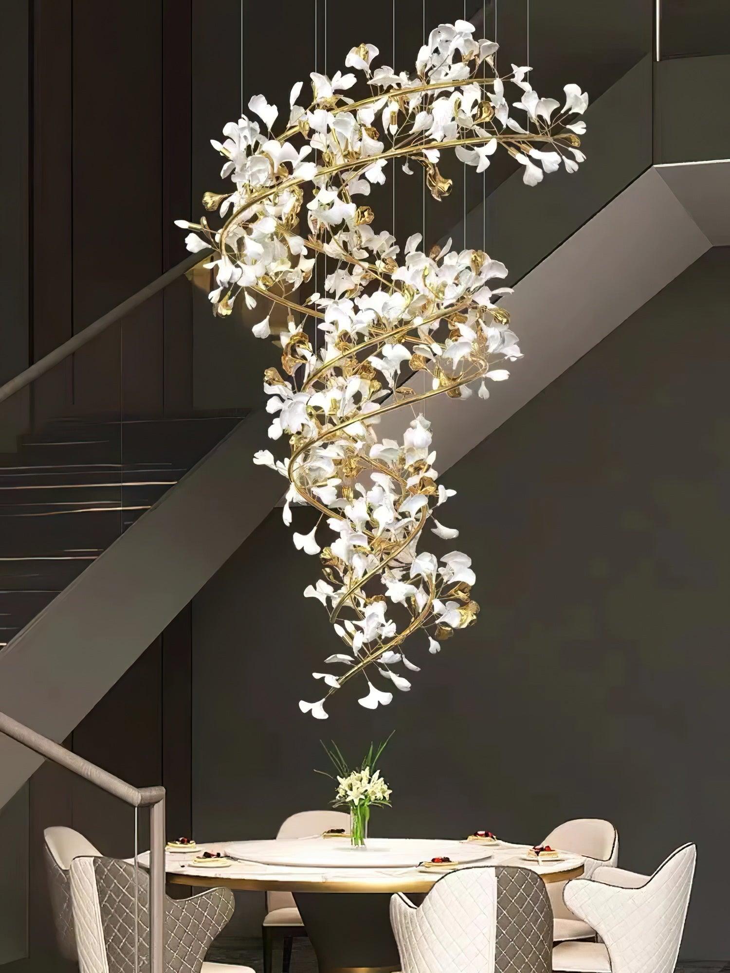 Sorvyn Pendant Lamp Ginkgo Ceramic Brass Floral-Neutral Decor