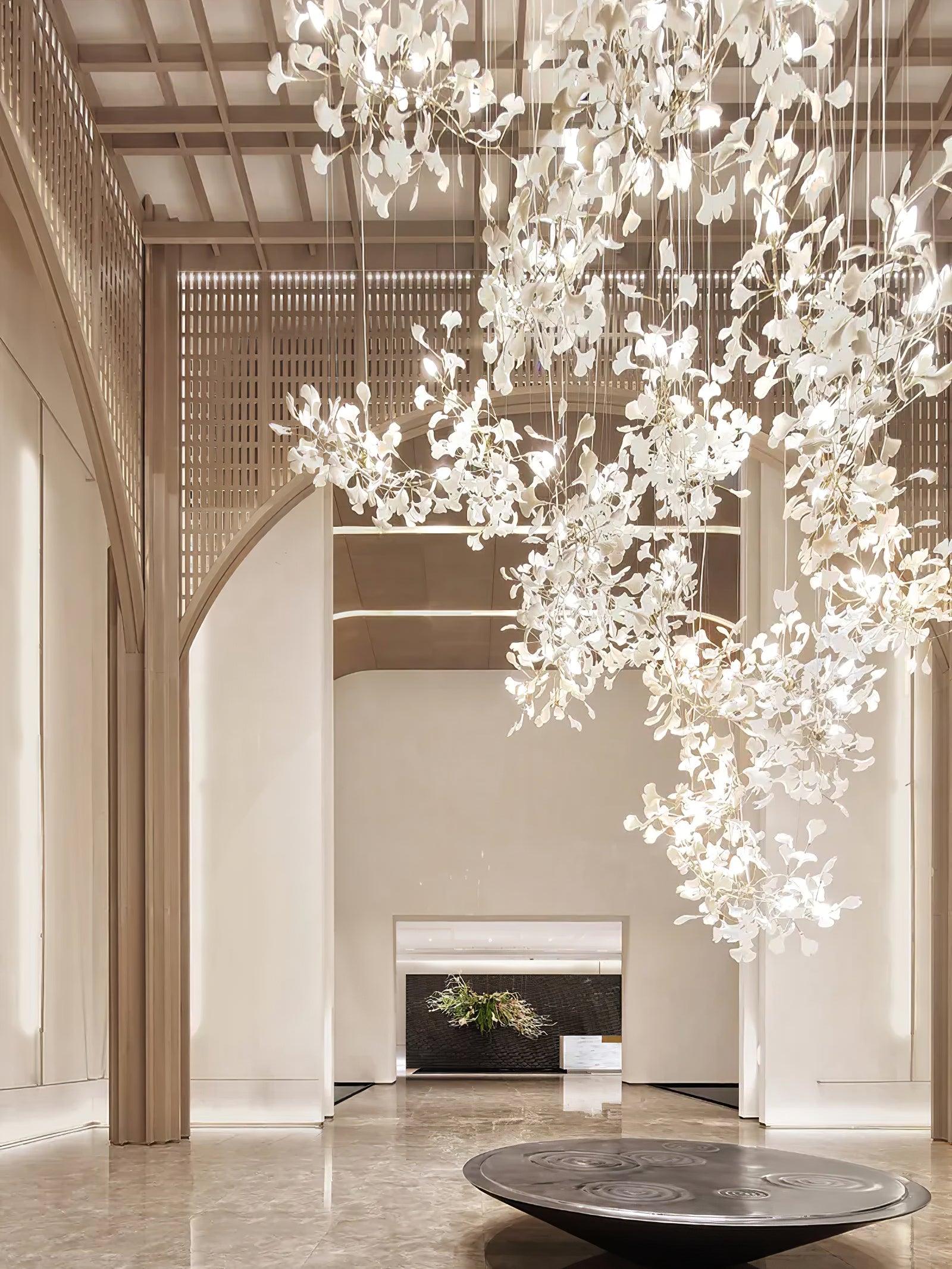 Sorvyn Pendant Lamp Ginkgo Ceramic Brass Floral-Neutral Decor