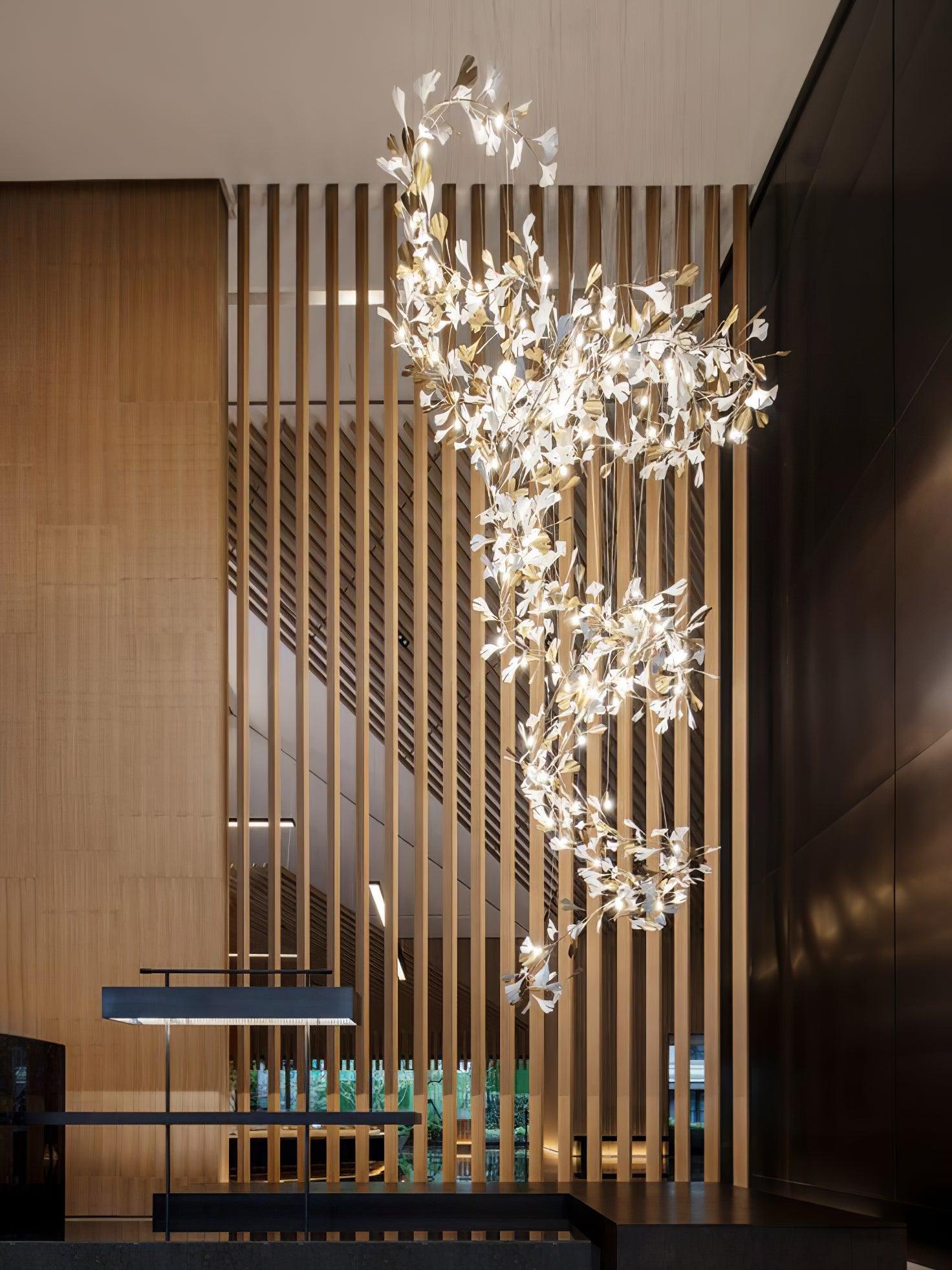 Sorvyn Pendant Lamp Ginkgo Ceramic Brass Floral-Neutral Decor