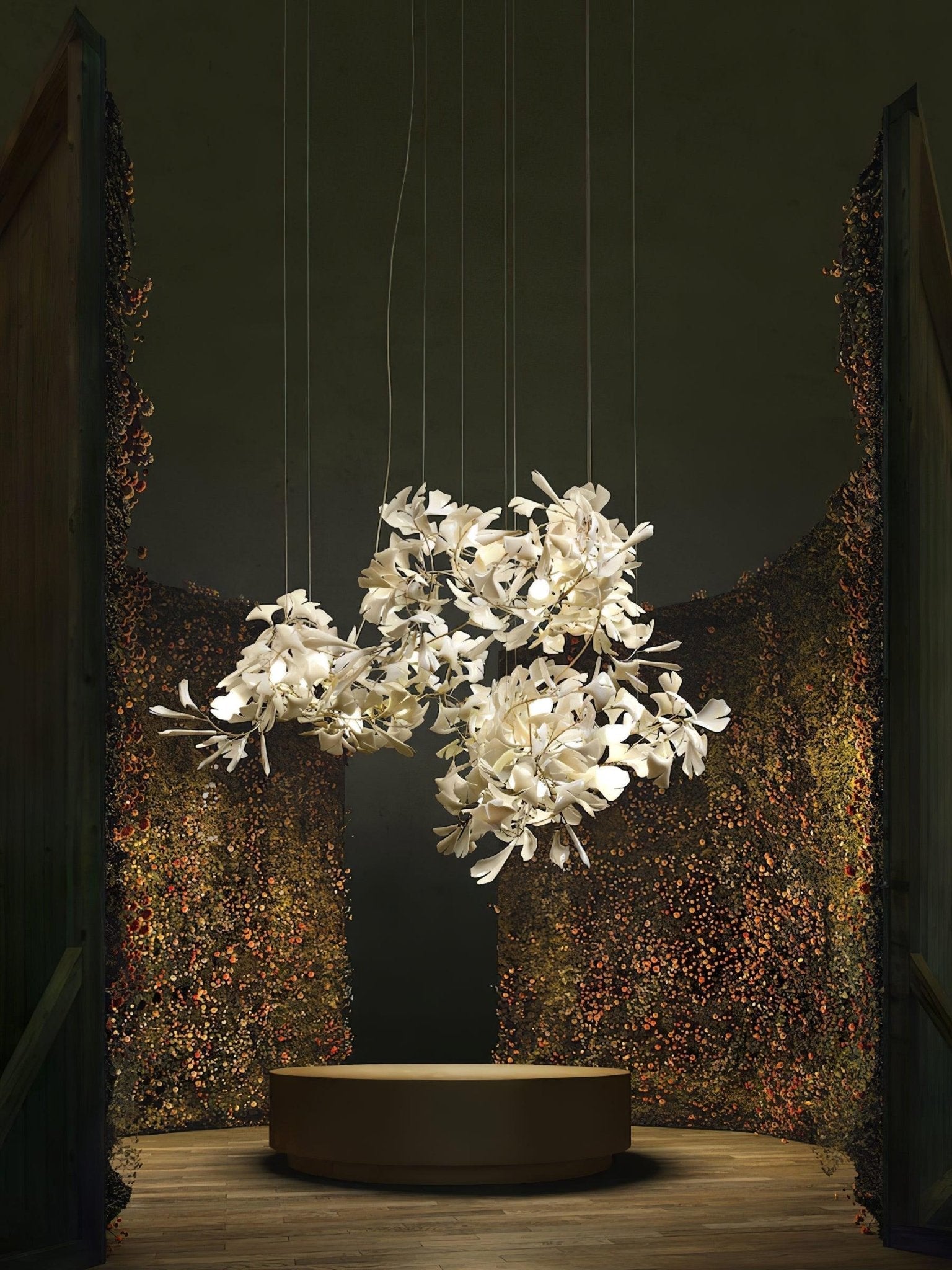 Sorvyn Pendant Lamp Ginkgo Ceramic Brass Floral-Neutral Decor