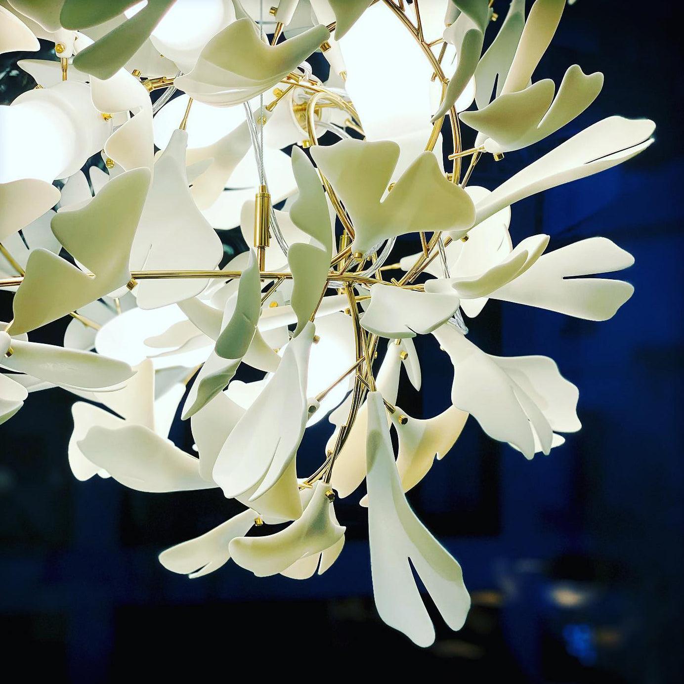 Sorvyn Pendant Lamp Ginkgo Ceramic Brass Floral-Neutral Decor