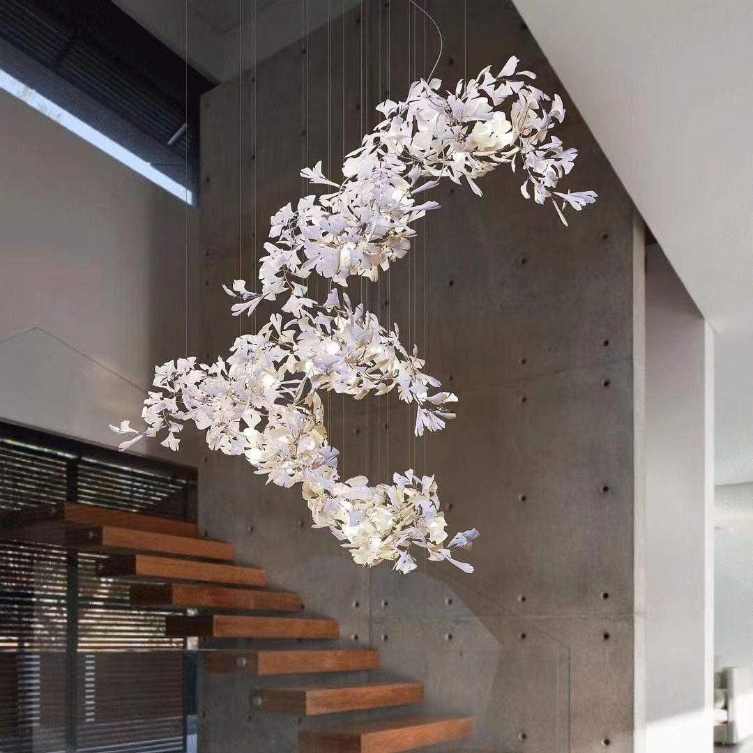 Sorvyn Pendant Lamp Ginkgo Ceramic Brass Floral-Neutral Decor