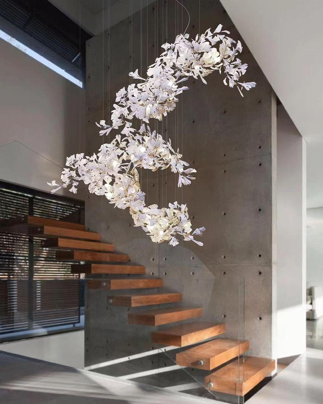 Sorvyn Pendant Lamp Ginkgo Ceramic Brass Floral-Neutral Decor