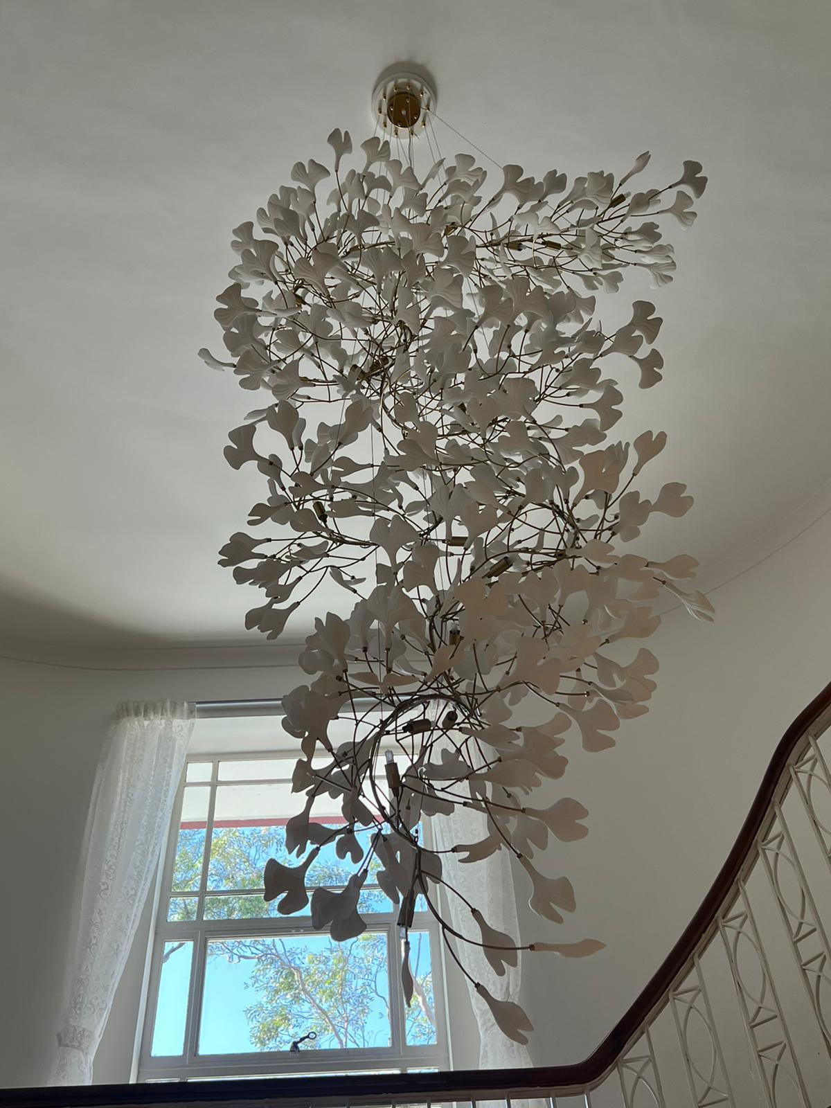 Sorvyn Pendant Lamp Ginkgo Ceramic Brass Floral-Neutral Decor