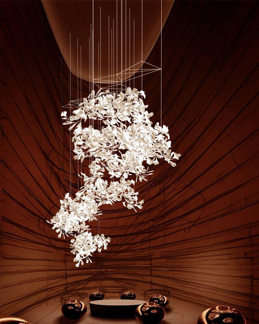 Sorvyn Pendant Lamp Ginkgo Ceramic Brass Floral-Neutral Decor
