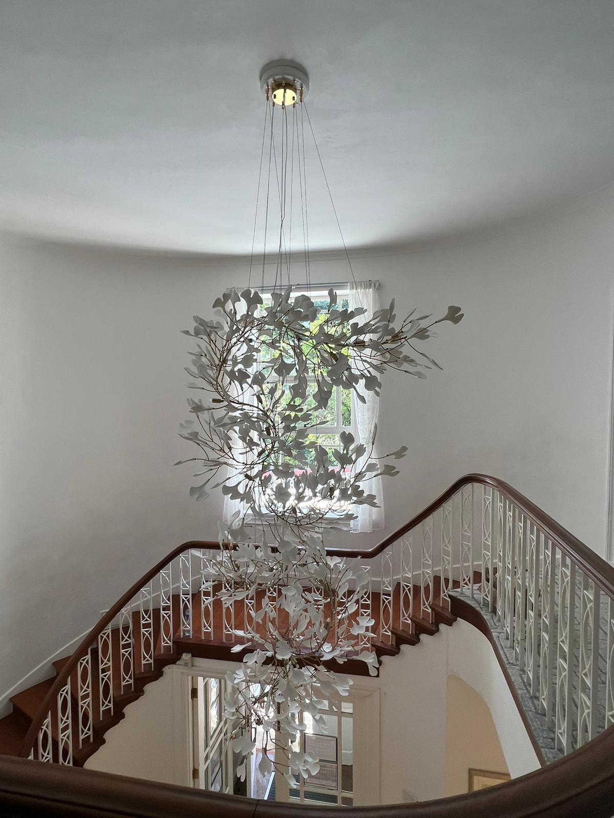 Sorvyn Pendant Lamp Ginkgo Ceramic Brass Floral-Neutral Decor