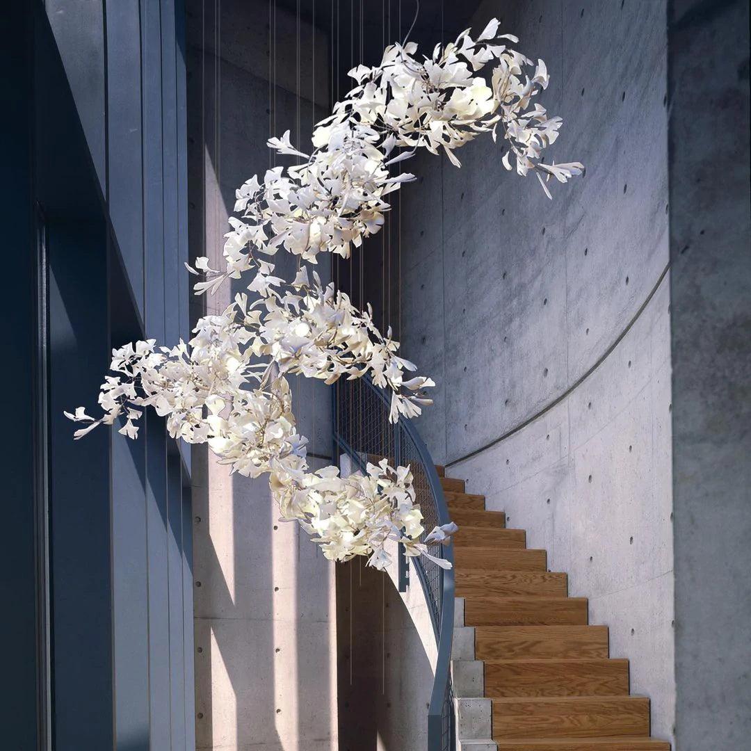 Ririxel Pendant Lamp Gingko Ceramic Petals Gold-Neutral Decor
