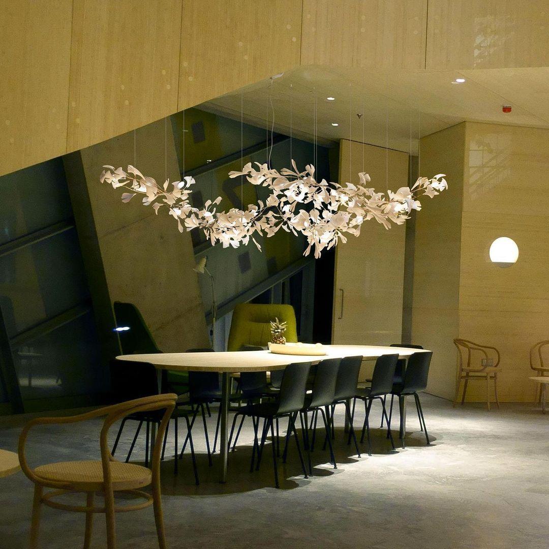Ririxel Pendant Lamp Gingko Ceramic Petals Gold-Neutral Decor