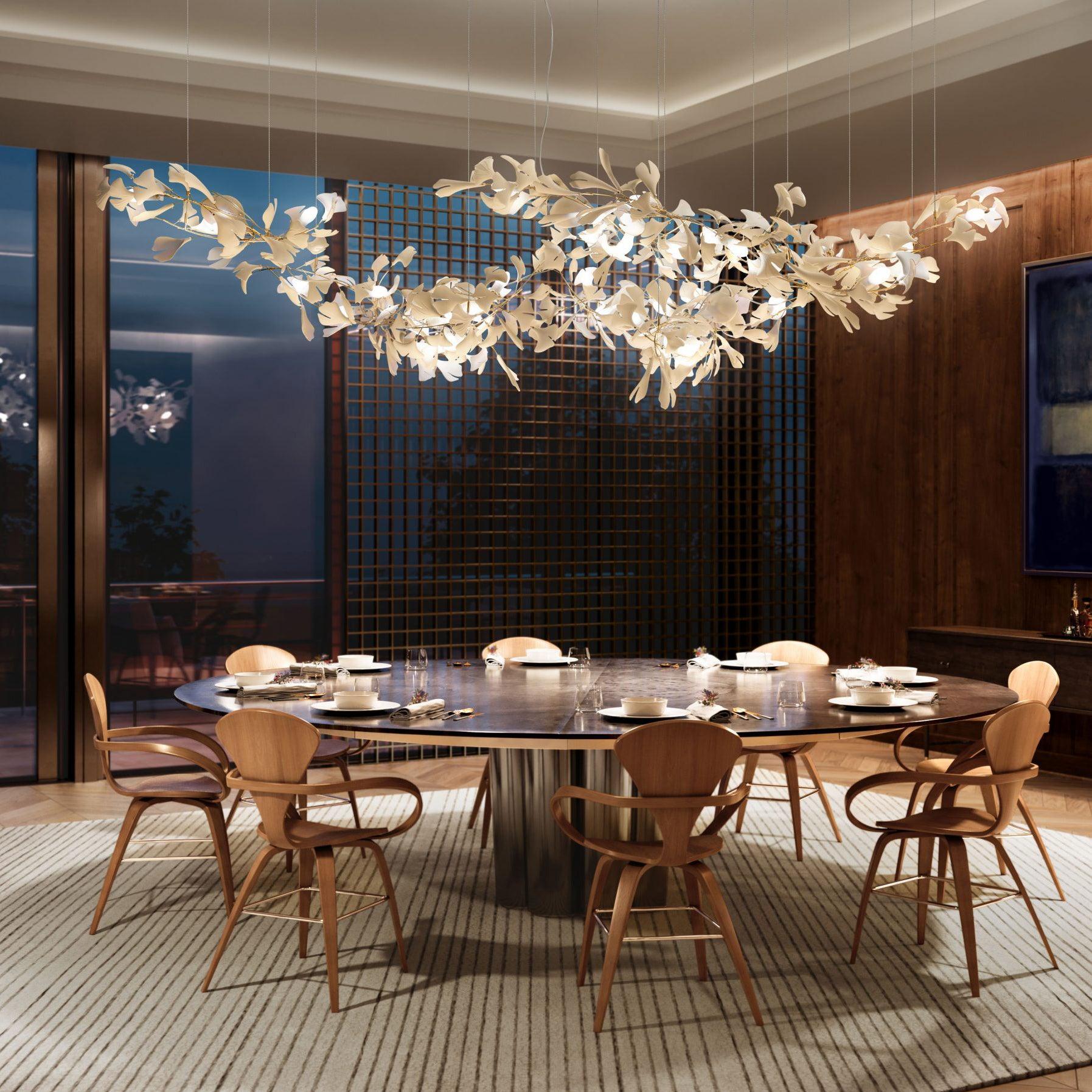Ririxel Pendant Lamp Gingko Ceramic Petals Gold-Neutral Decor