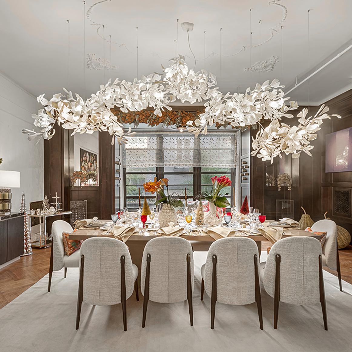 Ririxel Pendant Lamp Gingko Ceramic Petals Gold-Neutral Decor