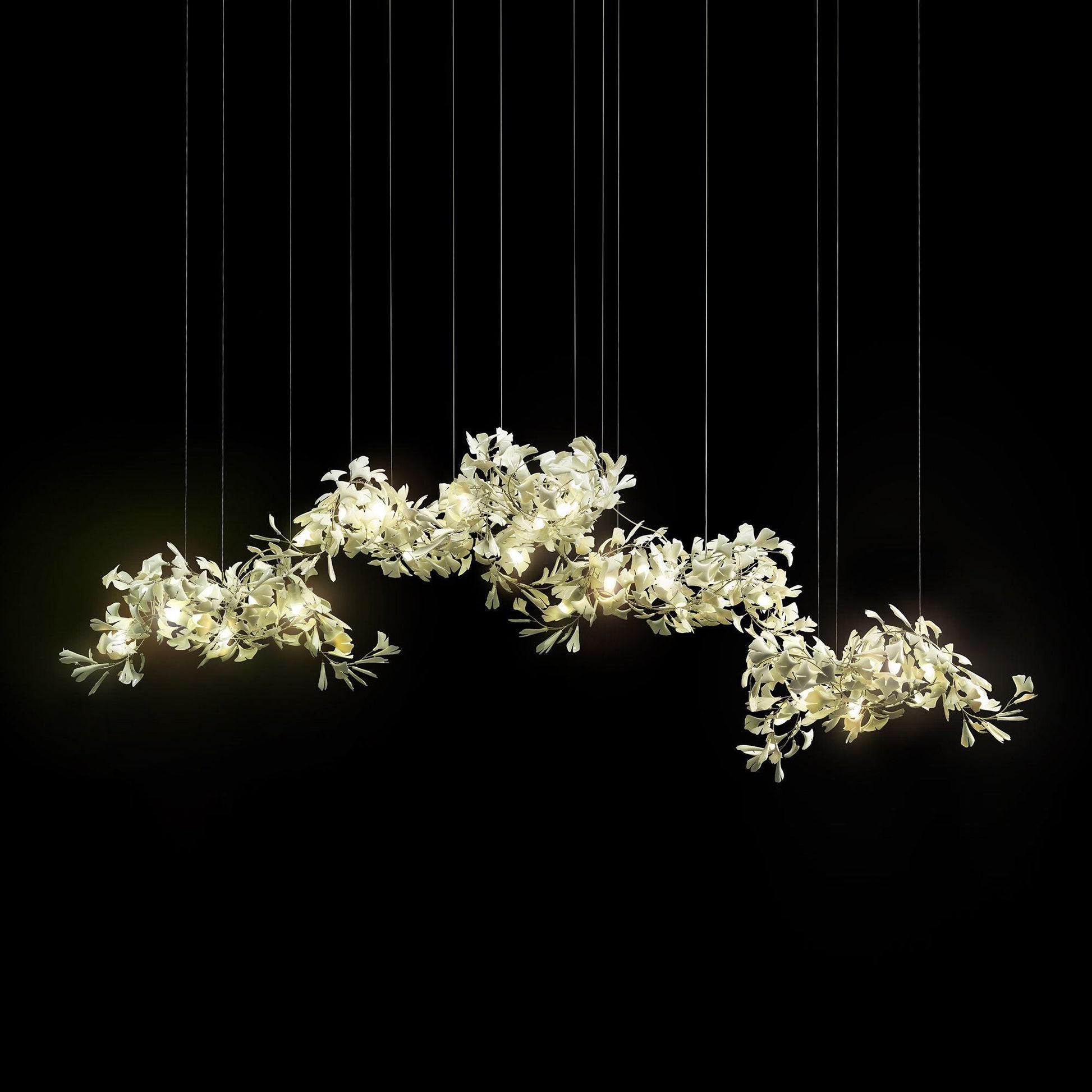 Ririxel Pendant Lamp Gingko Ceramic Petals Gold-Neutral Decor