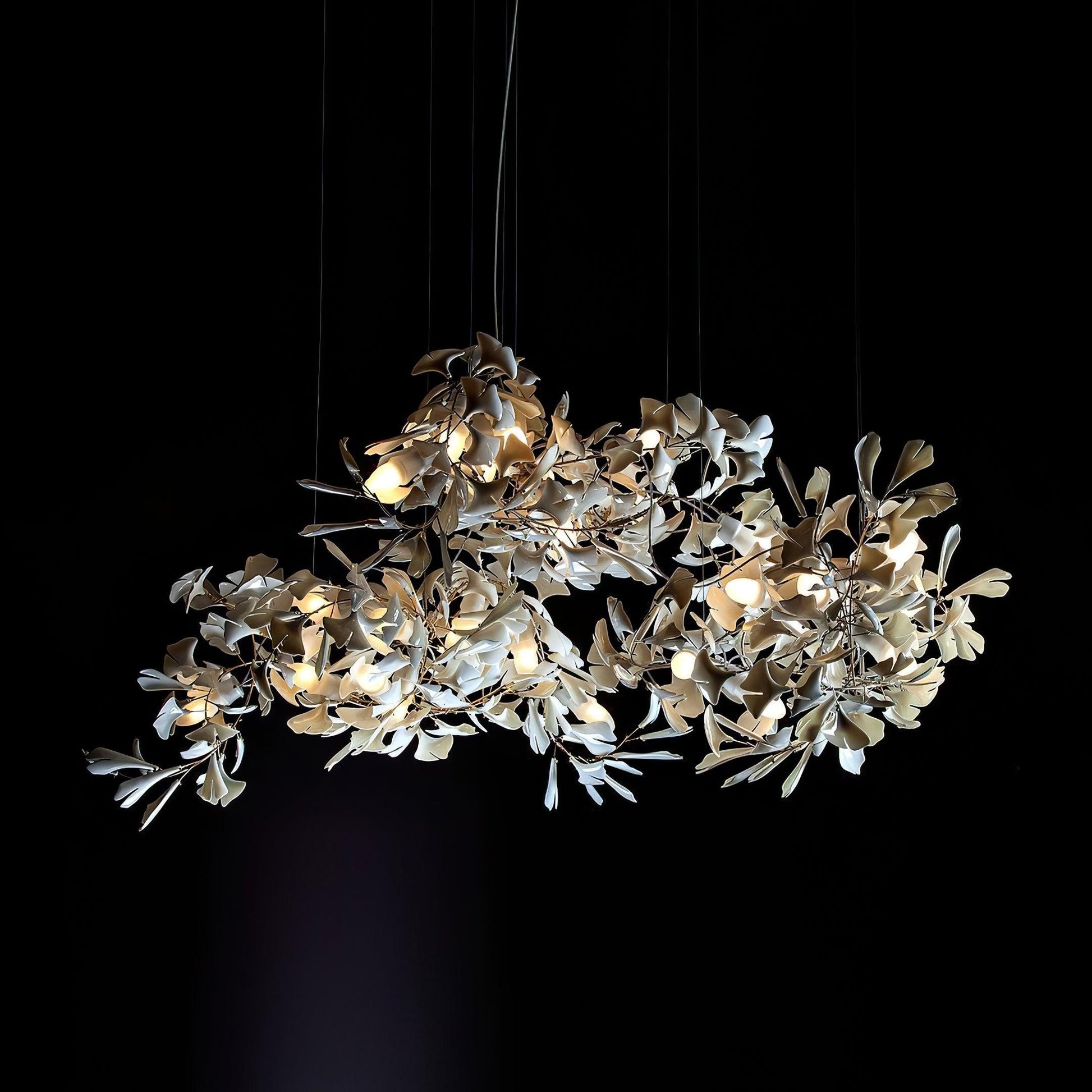Ririxel Pendant Lamp Gingko Ceramic Petals Gold-Neutral Decor