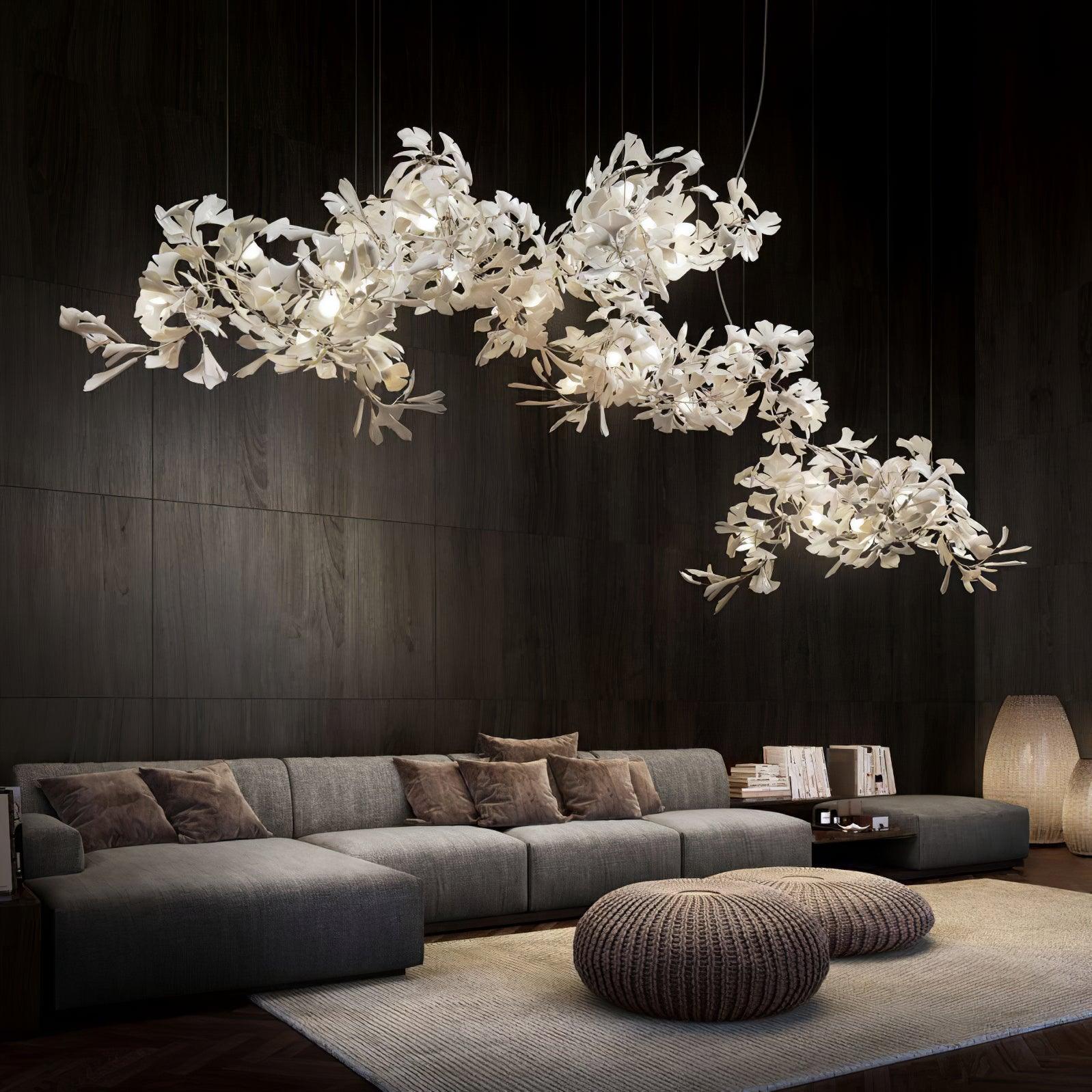 Ririxel Pendant Lamp Gingko Ceramic Petals Gold-Neutral Decor