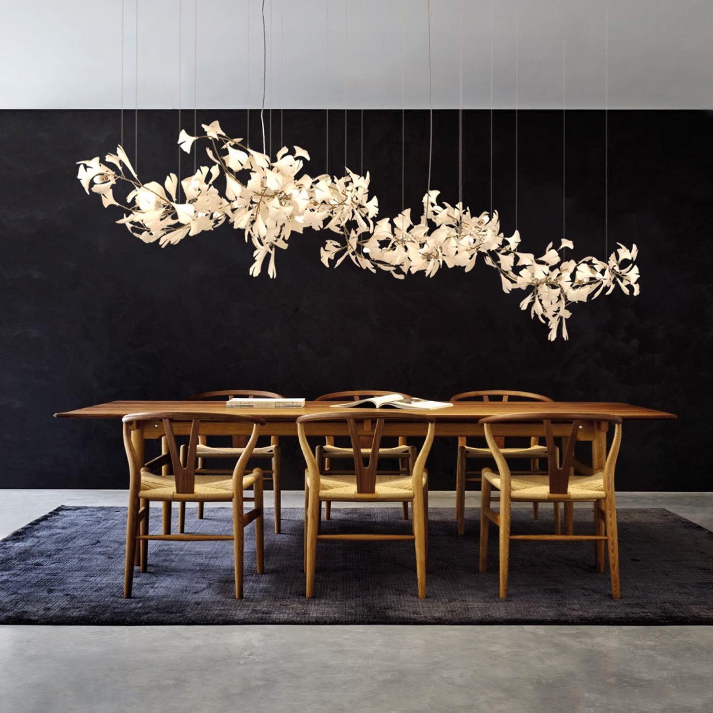 Ririxel Pendant Lamp Gingko Ceramic Petals Gold-Neutral Decor