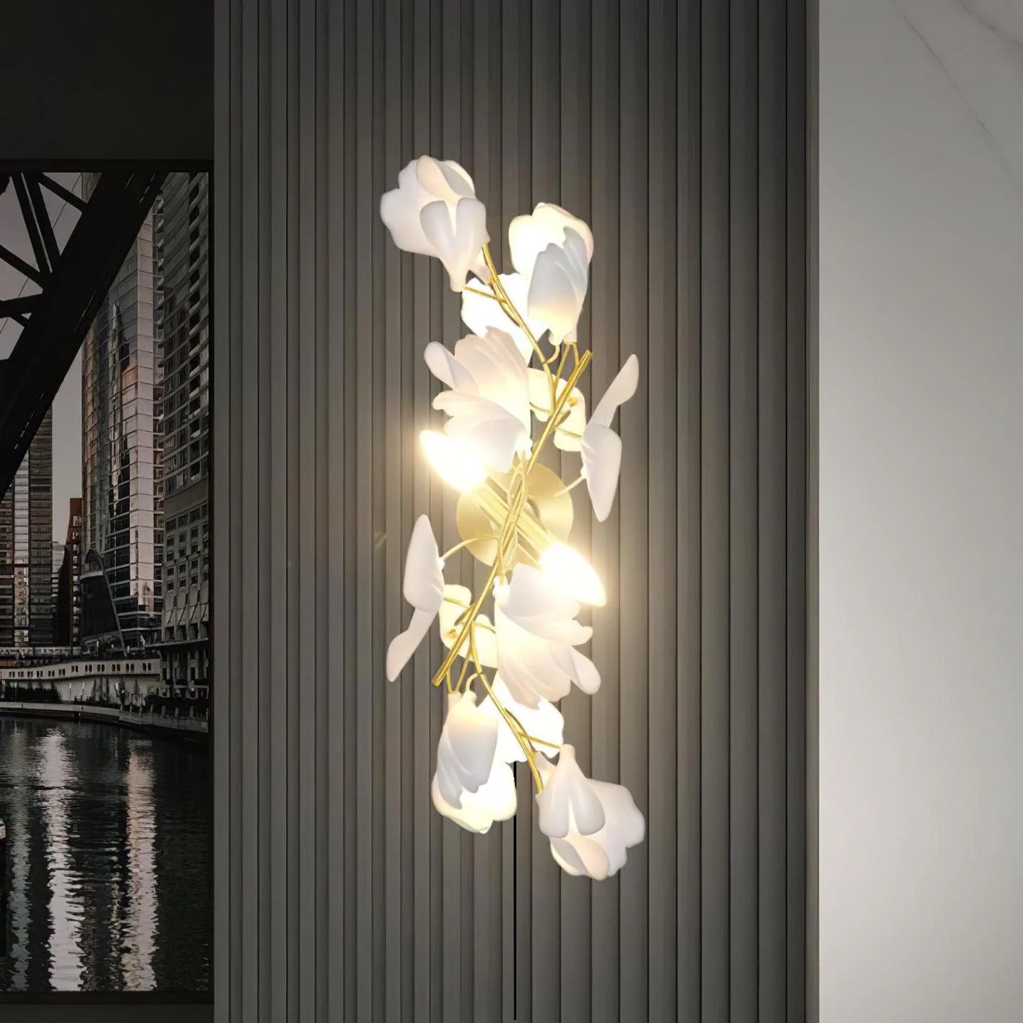 Lustra Wall Lamp Gingko Flowers Brass-Neutral Decor